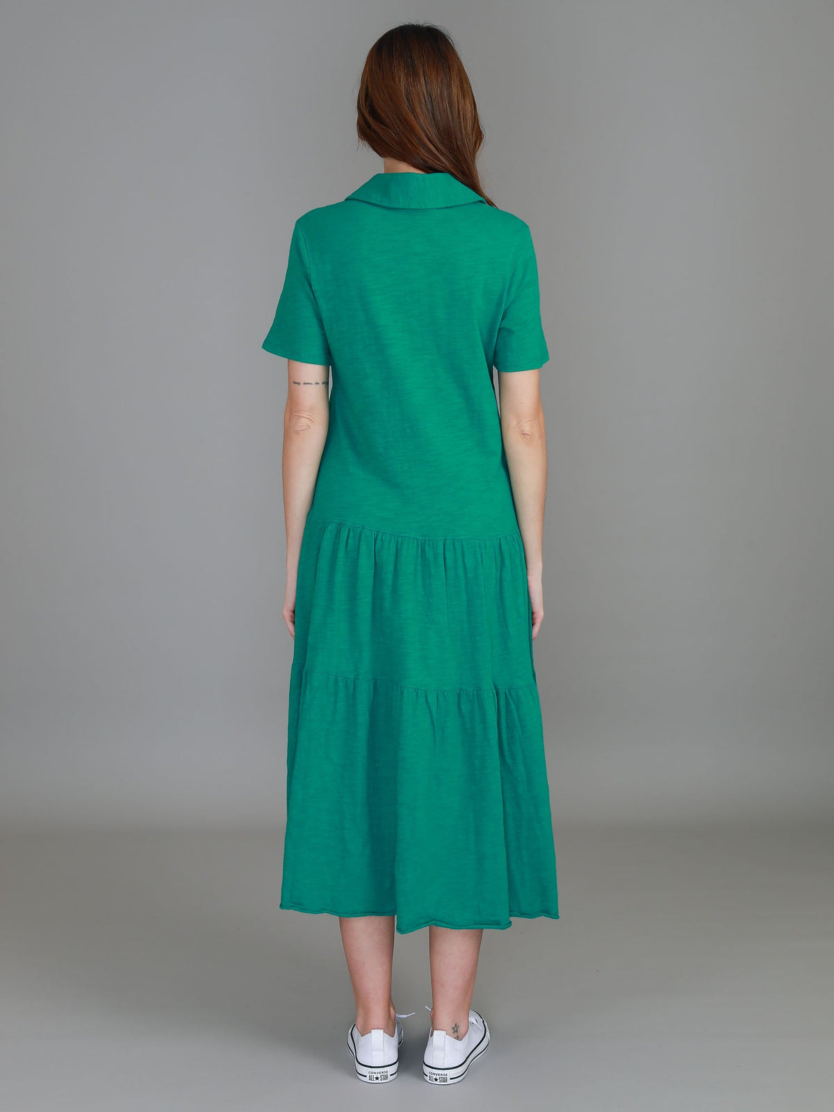 Tricia | Women's Tiered Midi Polo Dress – Cotton Jersey