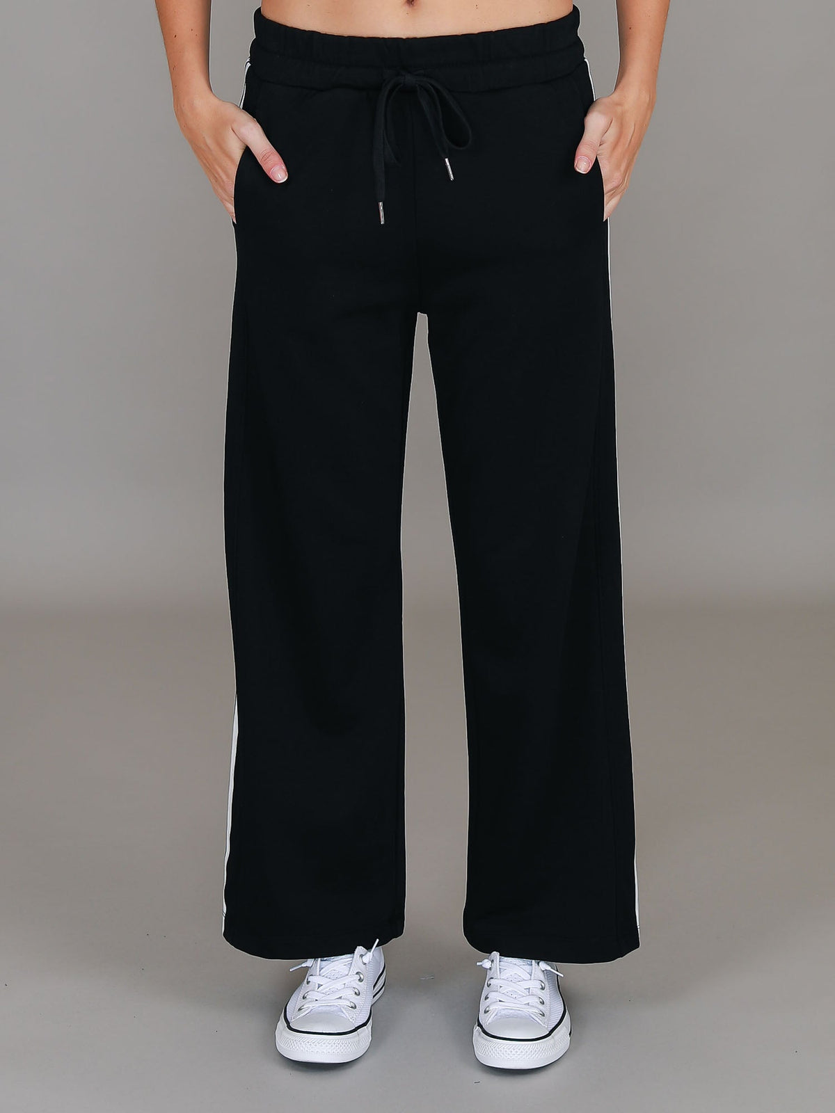 Pammy | Women's Stripe Straight Leg Sweatpants – Cotton French Terry