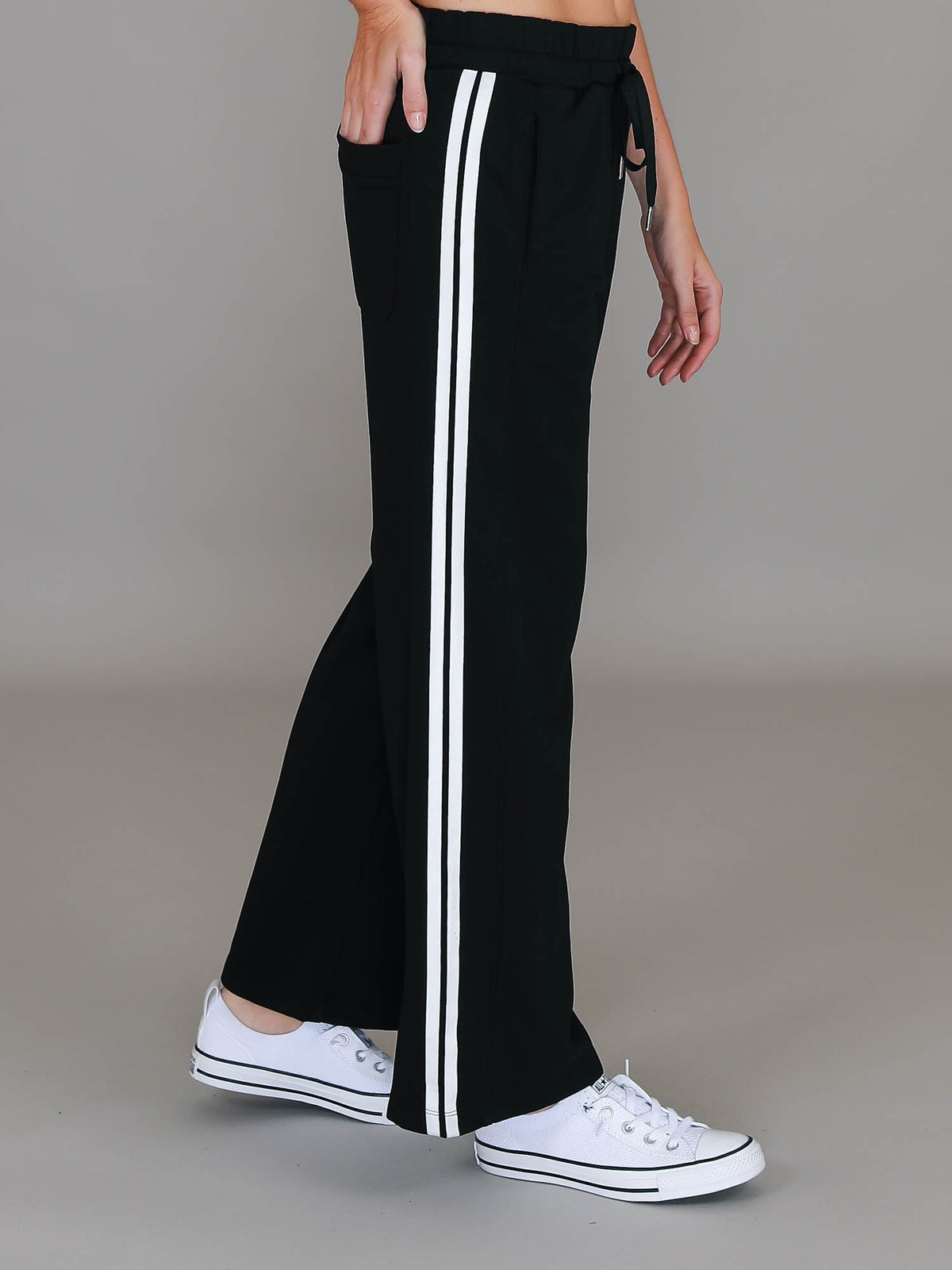 Pammy | Women's Stripe Straight Leg Sweatpants – Cotton French Terry
