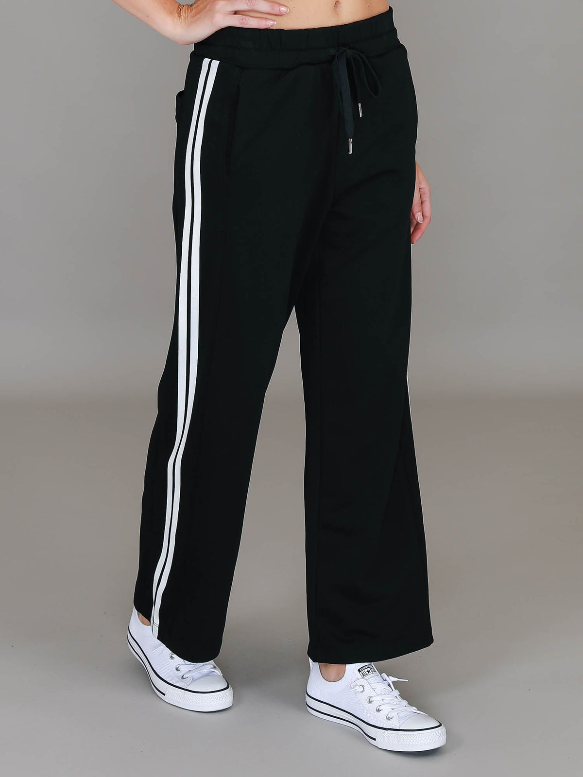 Pammy | Women's Stripe Straight Leg Sweatpants – Cotton French Terry