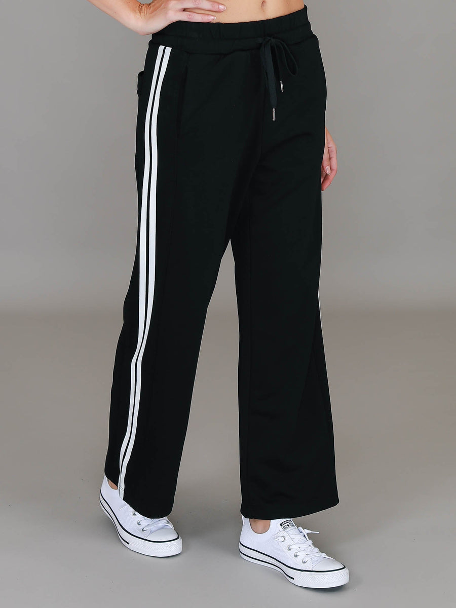Pammy | Women's Stripe Straight Leg Sweatpants – Cotton French Terry