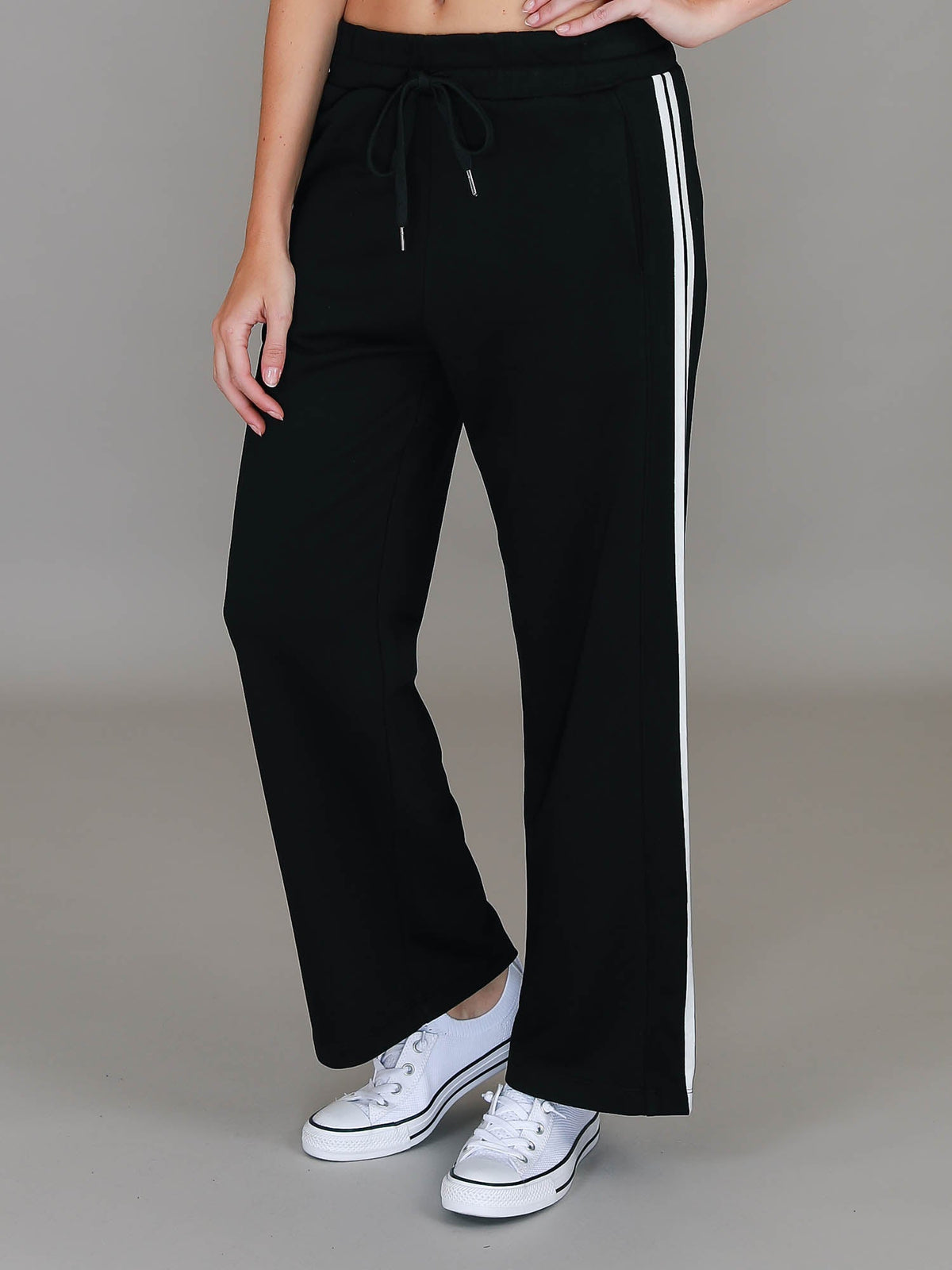 Pammy | Women's Stripe Straight Leg Sweatpants – Cotton French Terry