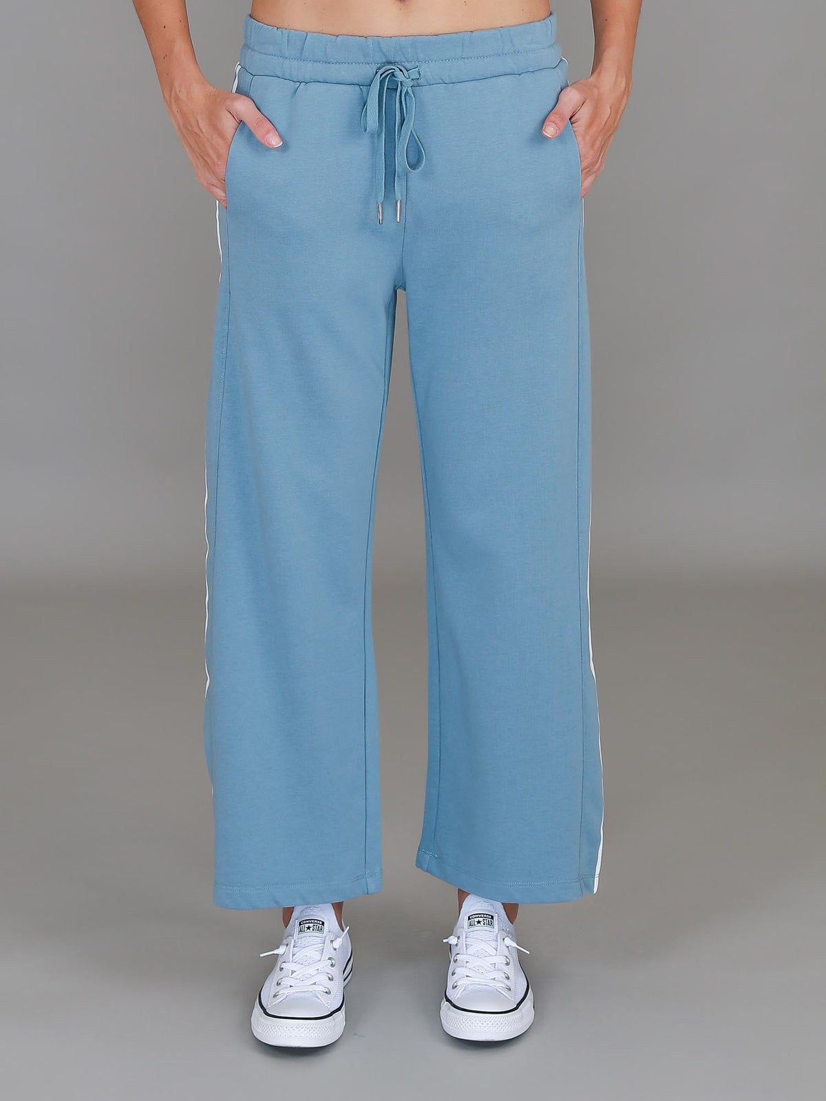 Pammy | Women's Stripe Straight Leg Sweatpants – Cotton French Terry