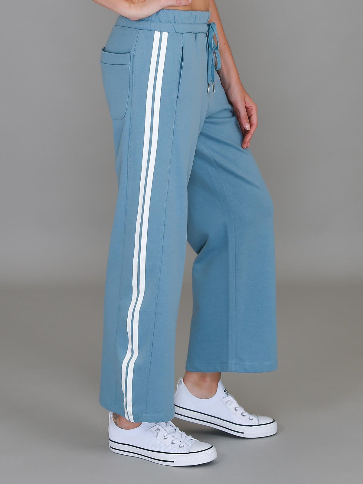Pammy | Women's Stripe Straight Leg Sweatpants – Cotton French Terry