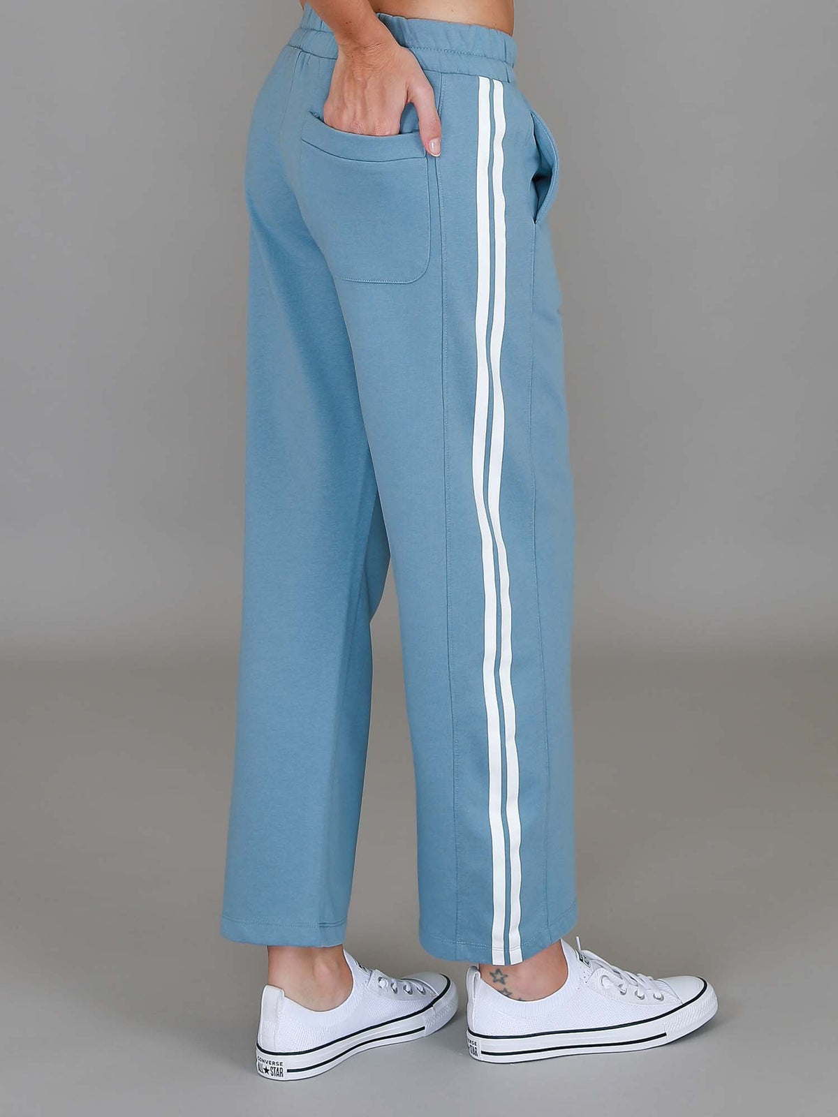Pammy | Women's Stripe Straight Leg Sweatpants – Cotton French Terry
