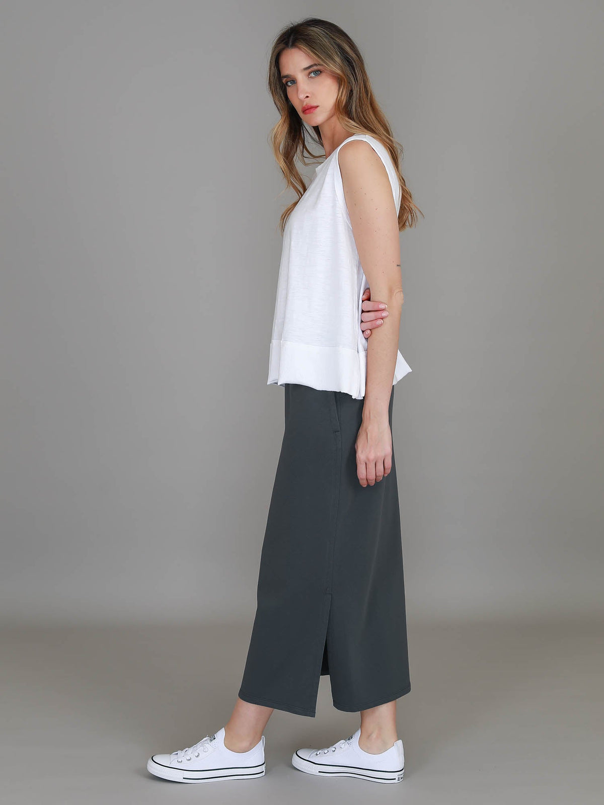Roberta | Women's Midi Skirt – Cotton French Terry