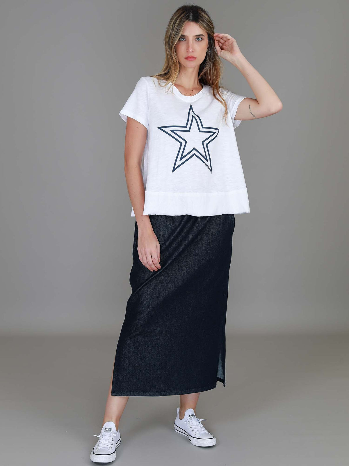 Roberta | Women's Midi Skirt – Denim