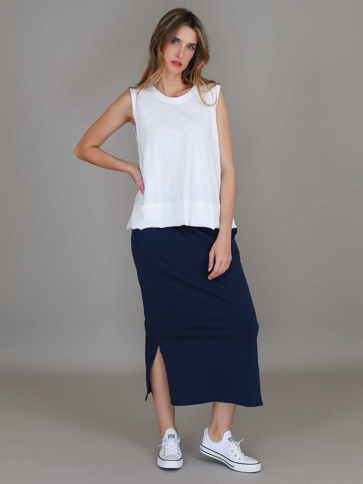 Roberta | Women's Midi Skirt – Cotton French Terry