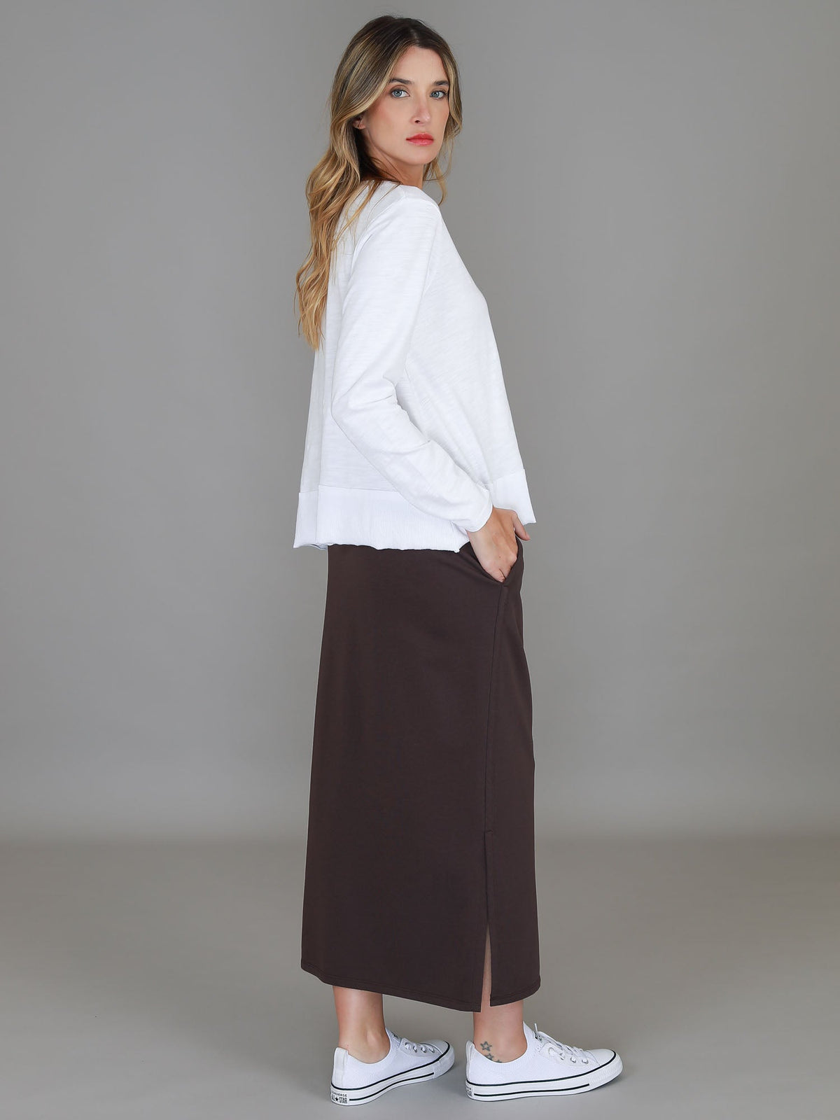 Roberta | Women's Midi Skirt – Cotton French Terry