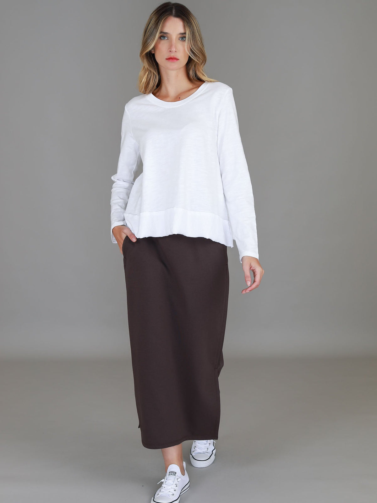 Roberta | Women's Midi Skirt – Cotton French Terry