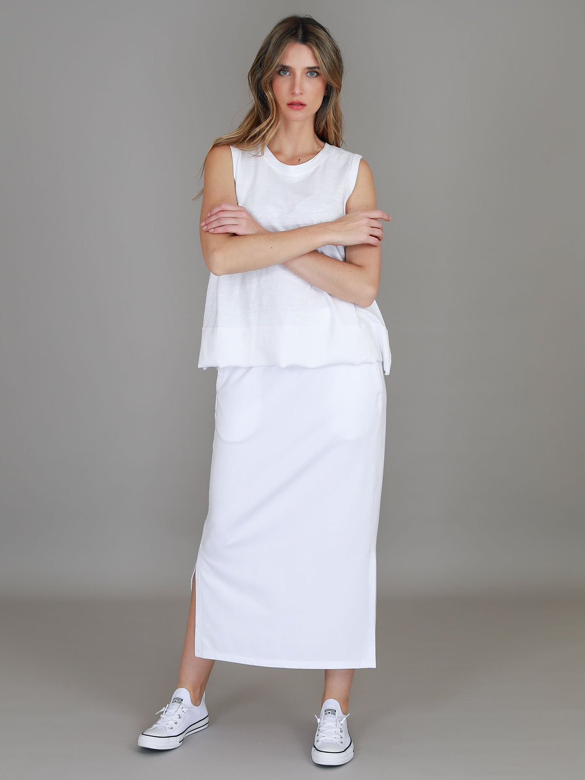 Roberta | Women's Midi Skirt – Cotton French Terry