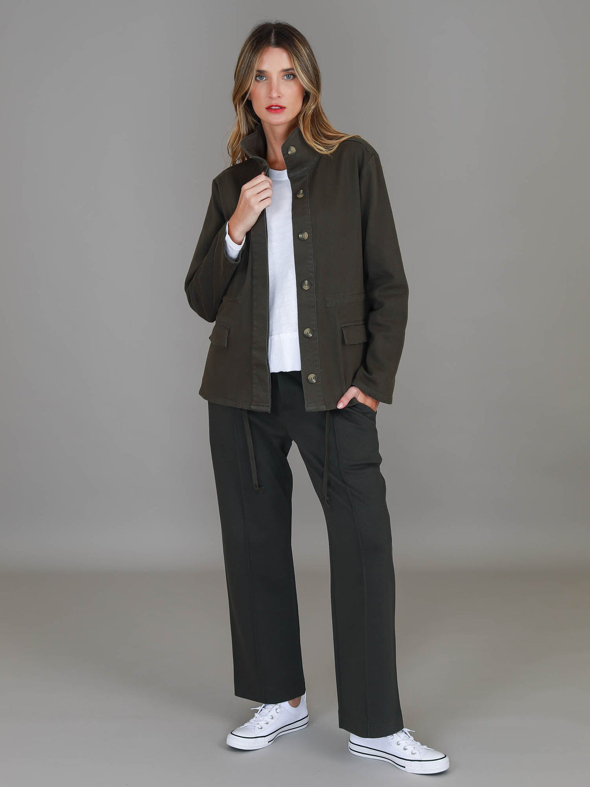 Courtney | Women's Funnel Neck Utility Jacket – Cotton Twill