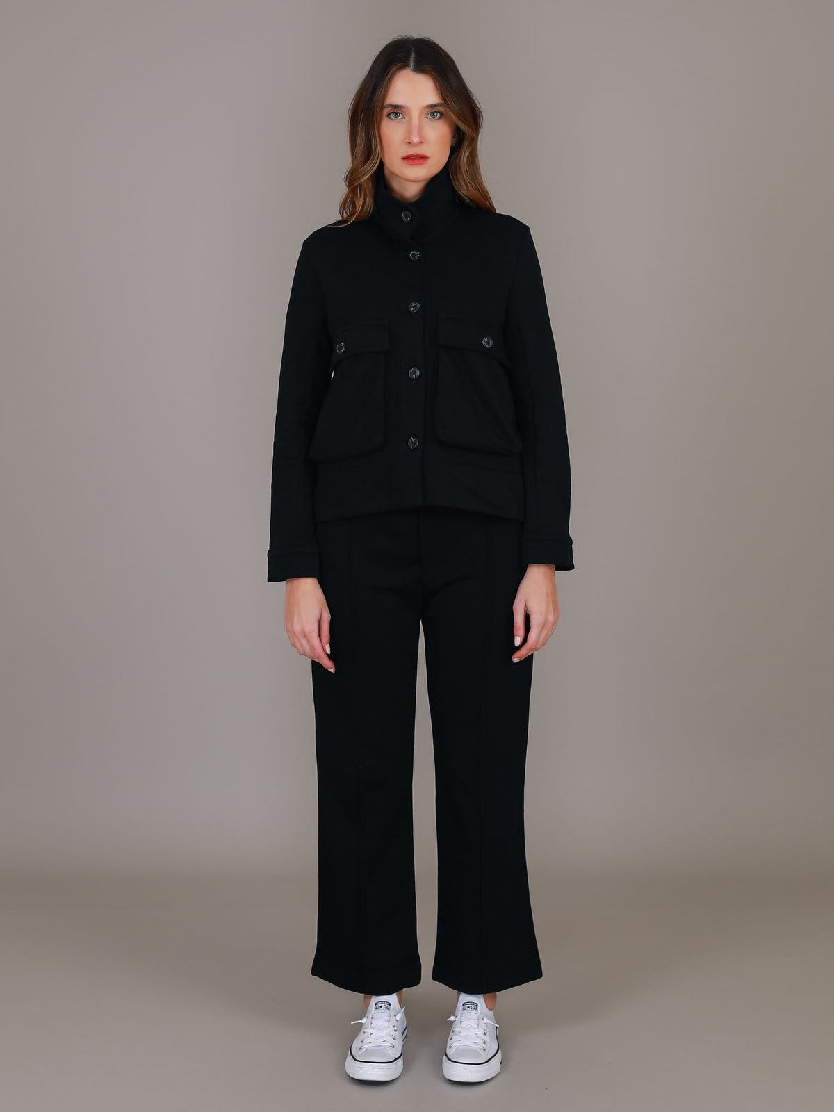 Caroll | Women's Utility Jacket – Button Front, Flap Pockets