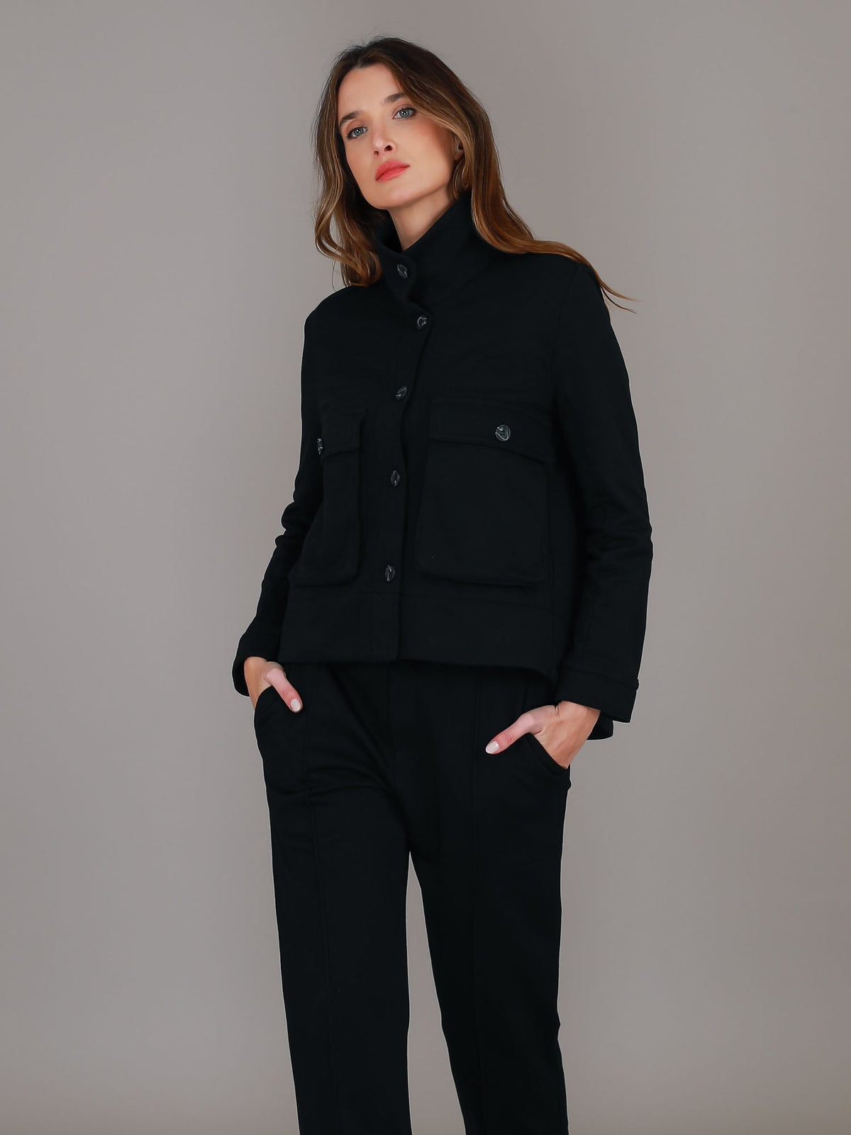 Caroll | Women's Utility Jacket – Button Front, Flap Pockets