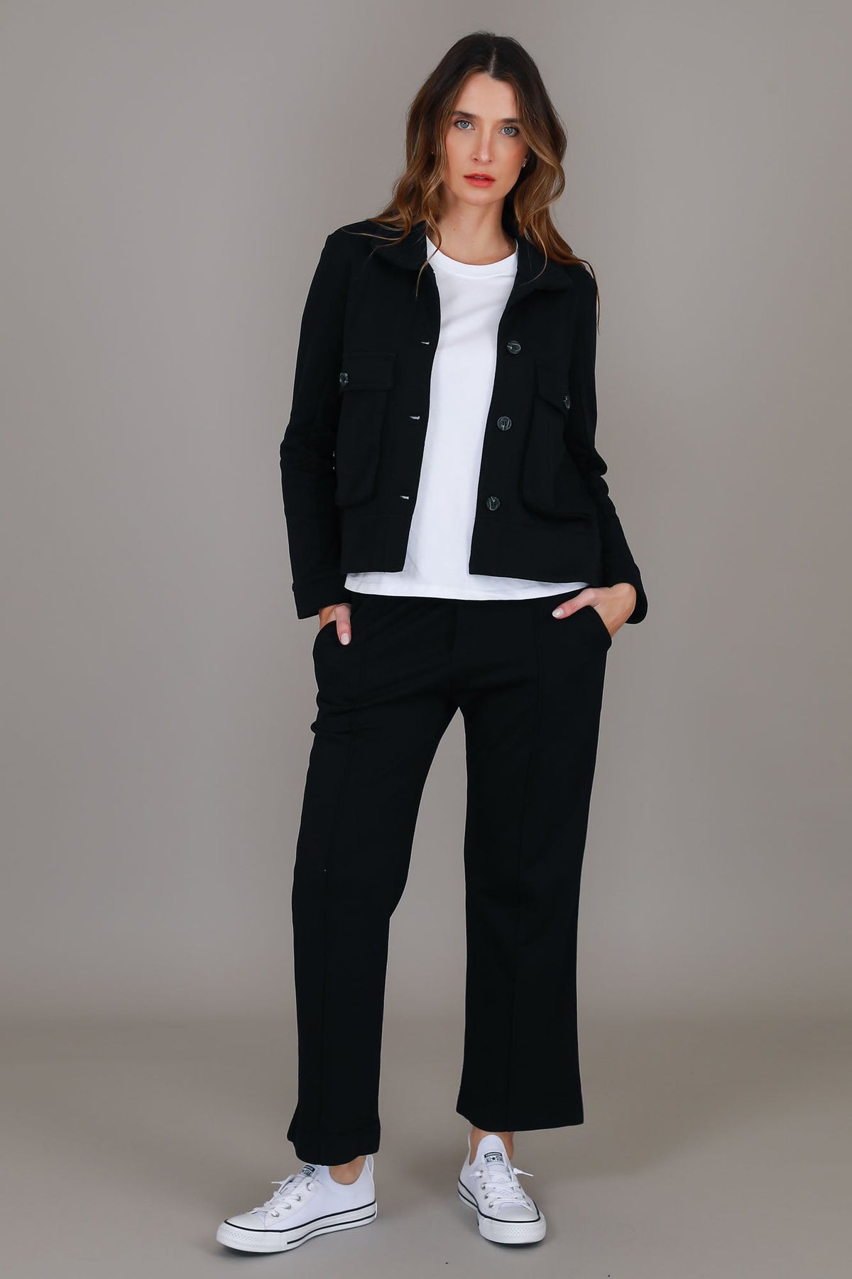 Caroll | Women's Utility Jacket – Button Front, Flap Pockets