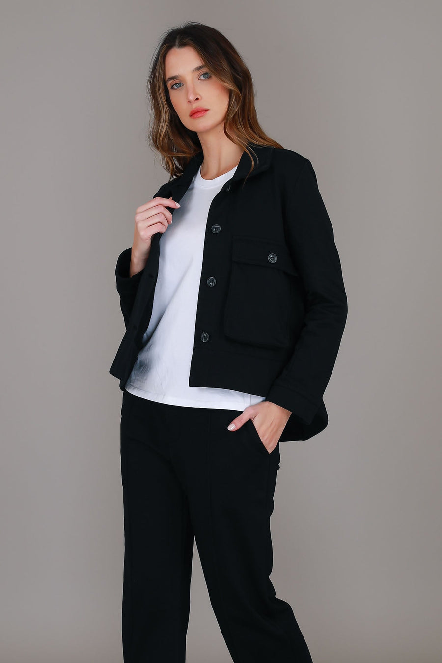 Caroll | Women's Utility Jacket – Button Front, Flap Pockets