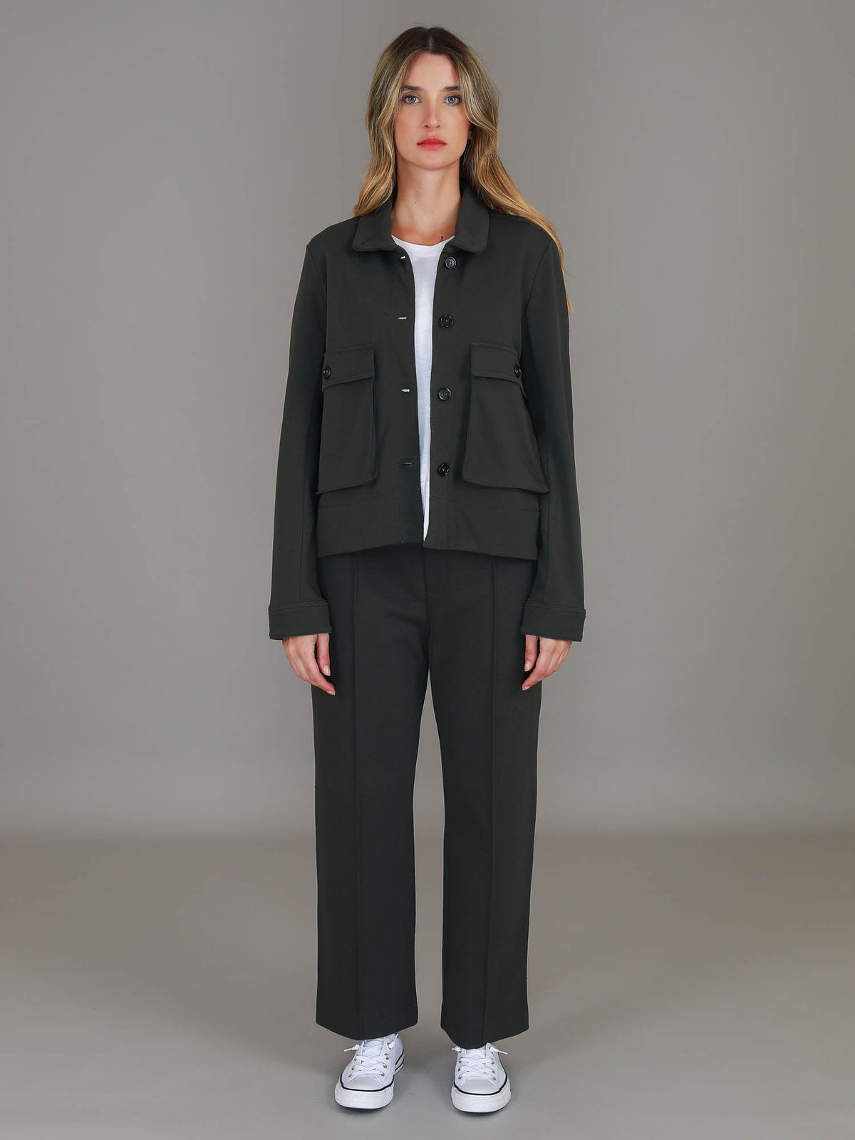 Caroll | Women's Utility Jacket – Button Front, Flap Pockets