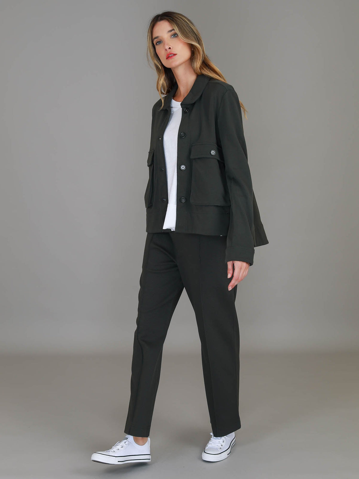Caroll | Women's Utility Jacket – Button Front, Flap Pockets