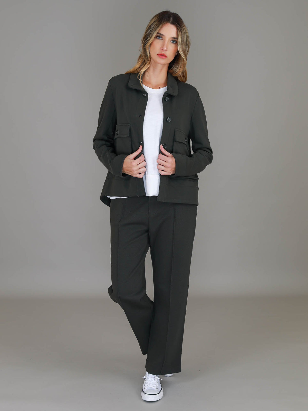 Caroll | Women's Utility Jacket – Button Front, Flap Pockets