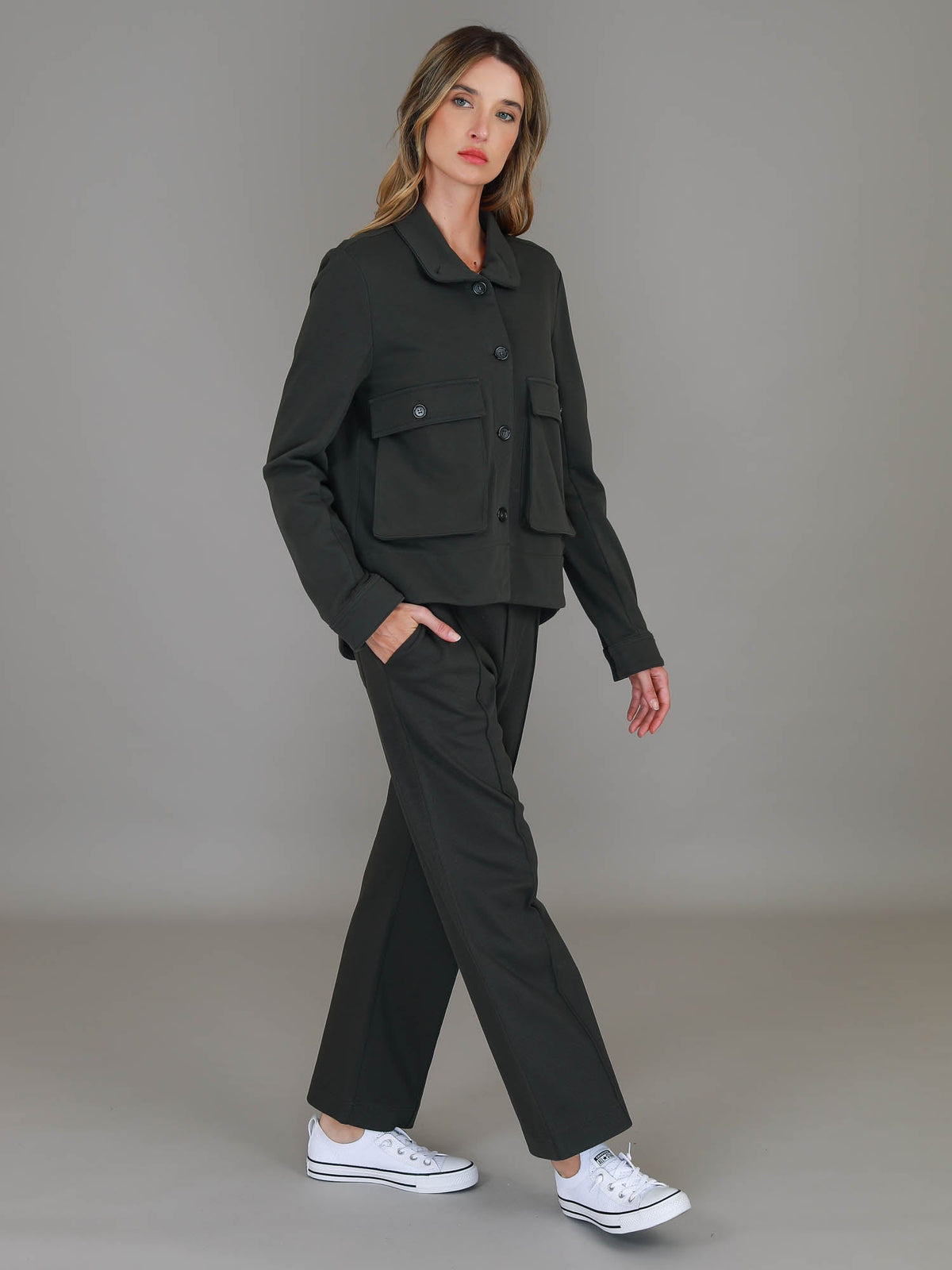 Caroll | Women's Utility Jacket – Button Front, Flap Pockets
