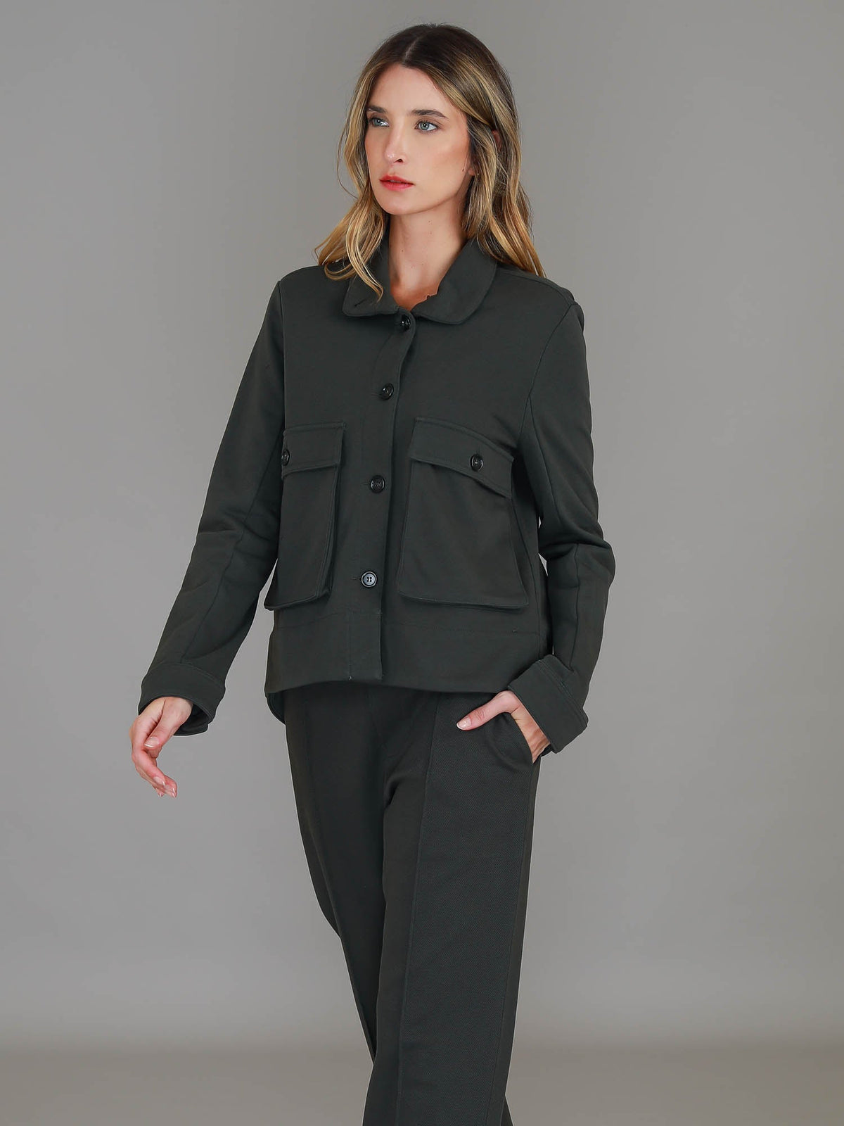 Caroll | Women's Utility Jacket – Button Front, Flap Pockets