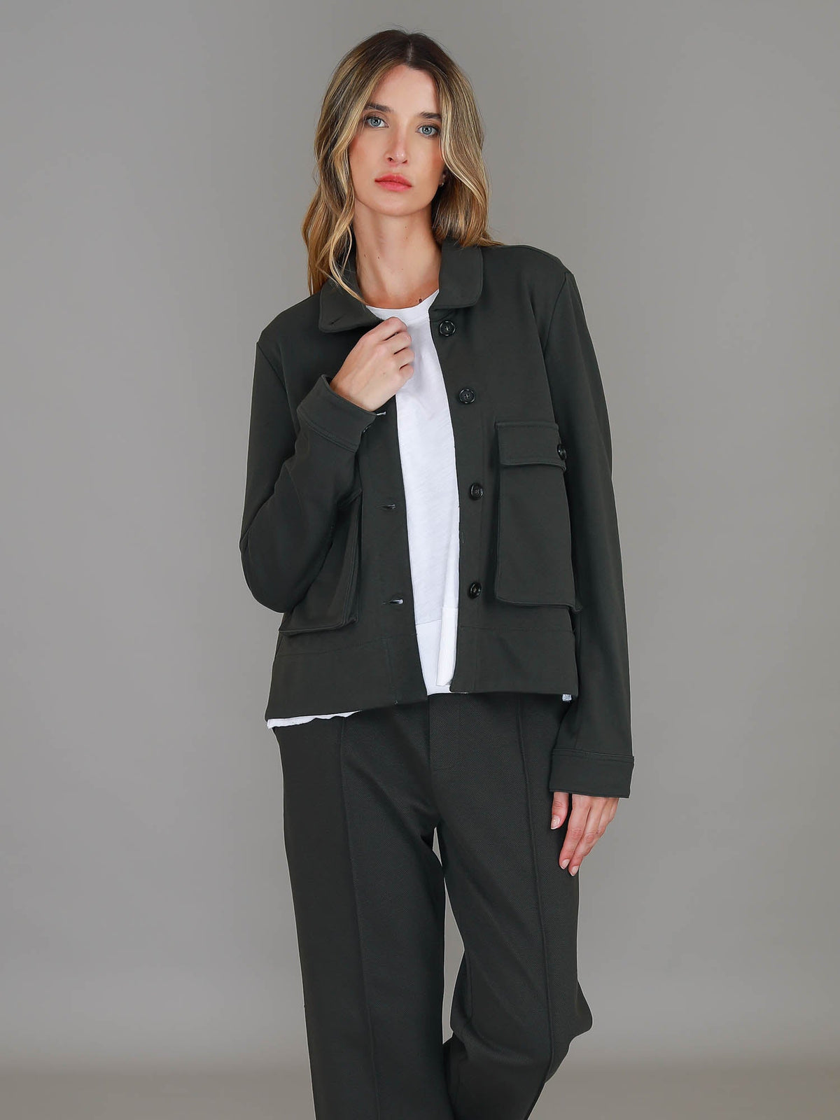 Caroll | Women's Utility Jacket – Button Front, Flap Pockets