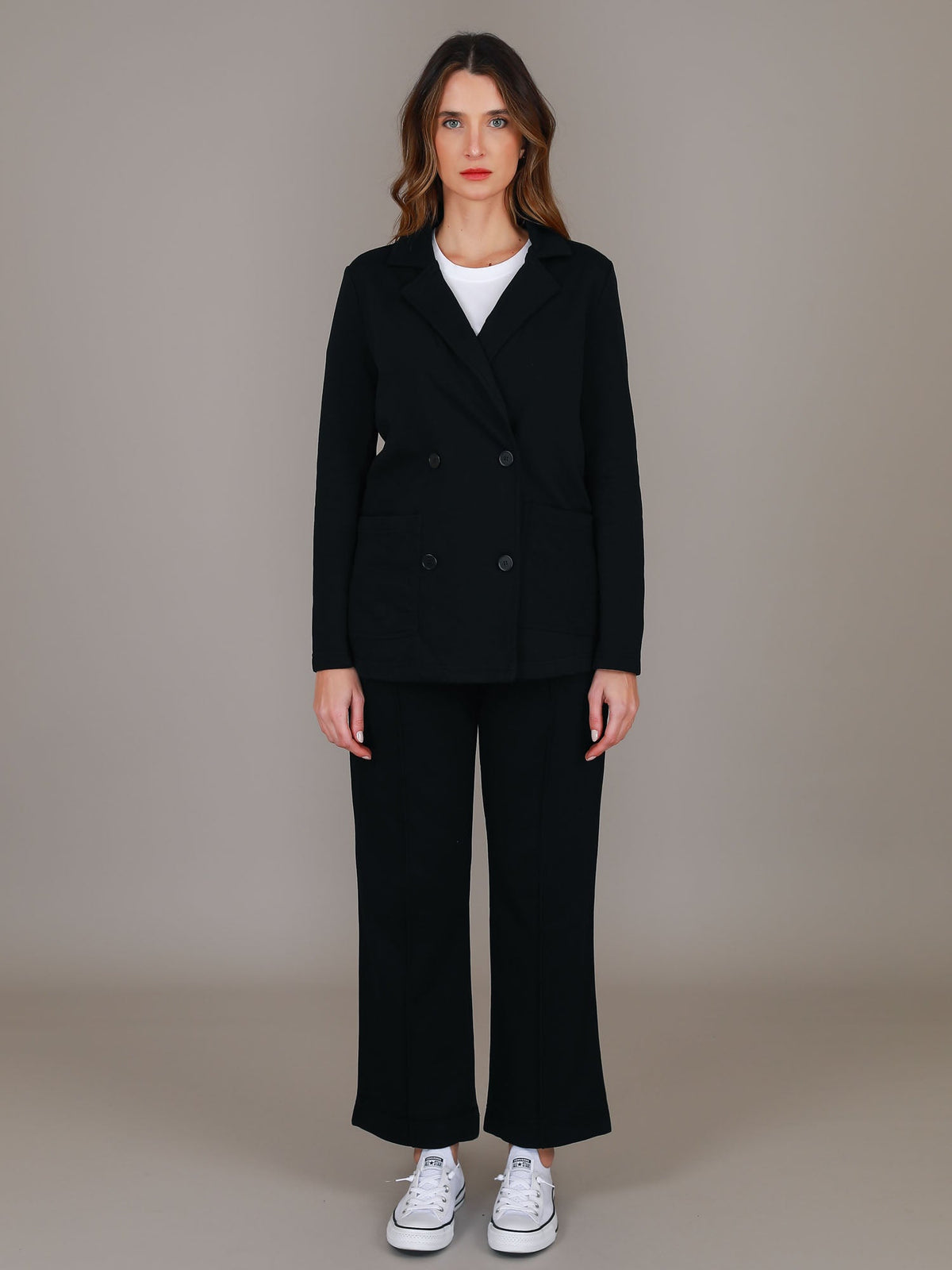 Casey | Women's Double Breasted Blazer Jacket – Cotton French Terry