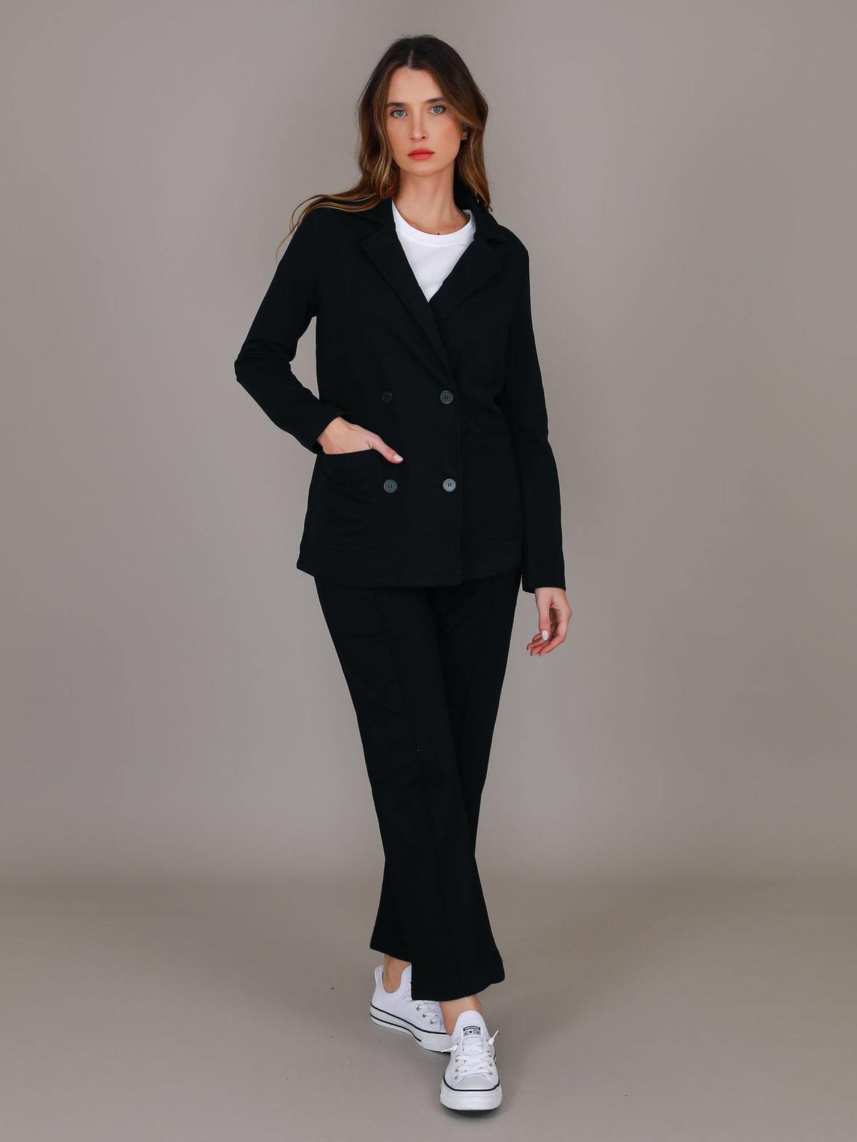 Casey | Women's Double Breasted Blazer Jacket – Cotton French Terry