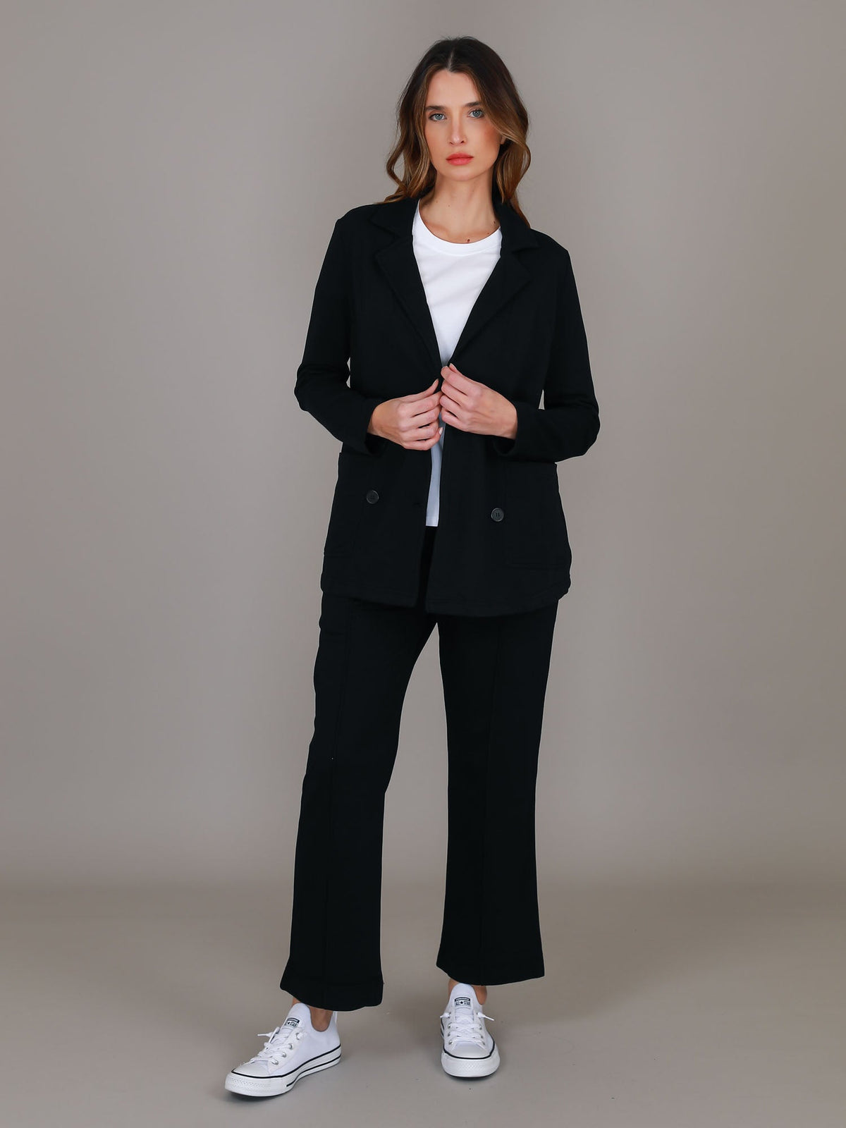 Casey | Women's Double Breasted Blazer Jacket – Cotton French Terry