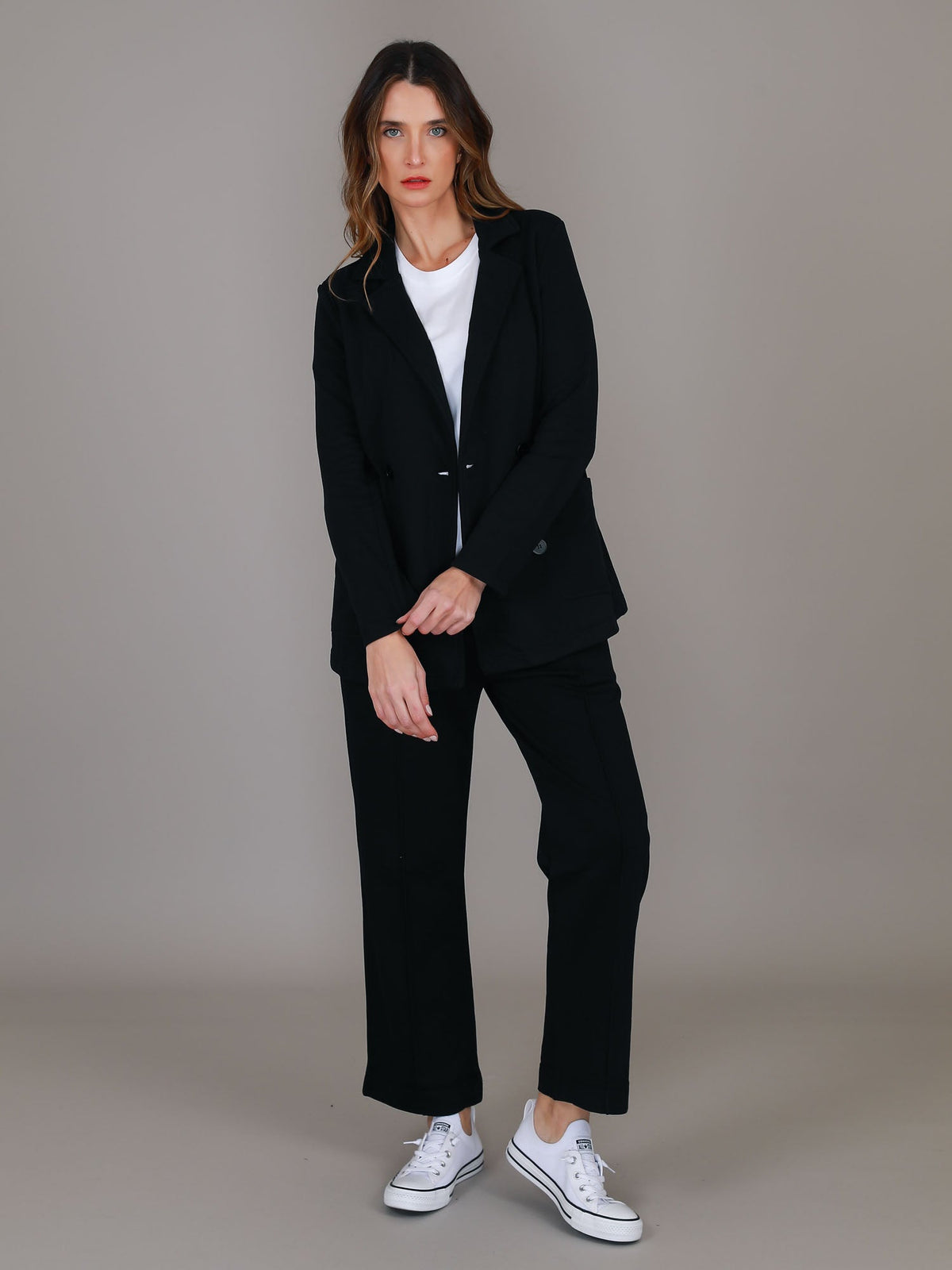 Casey | Women's Double Breasted Blazer Jacket – Cotton French Terry