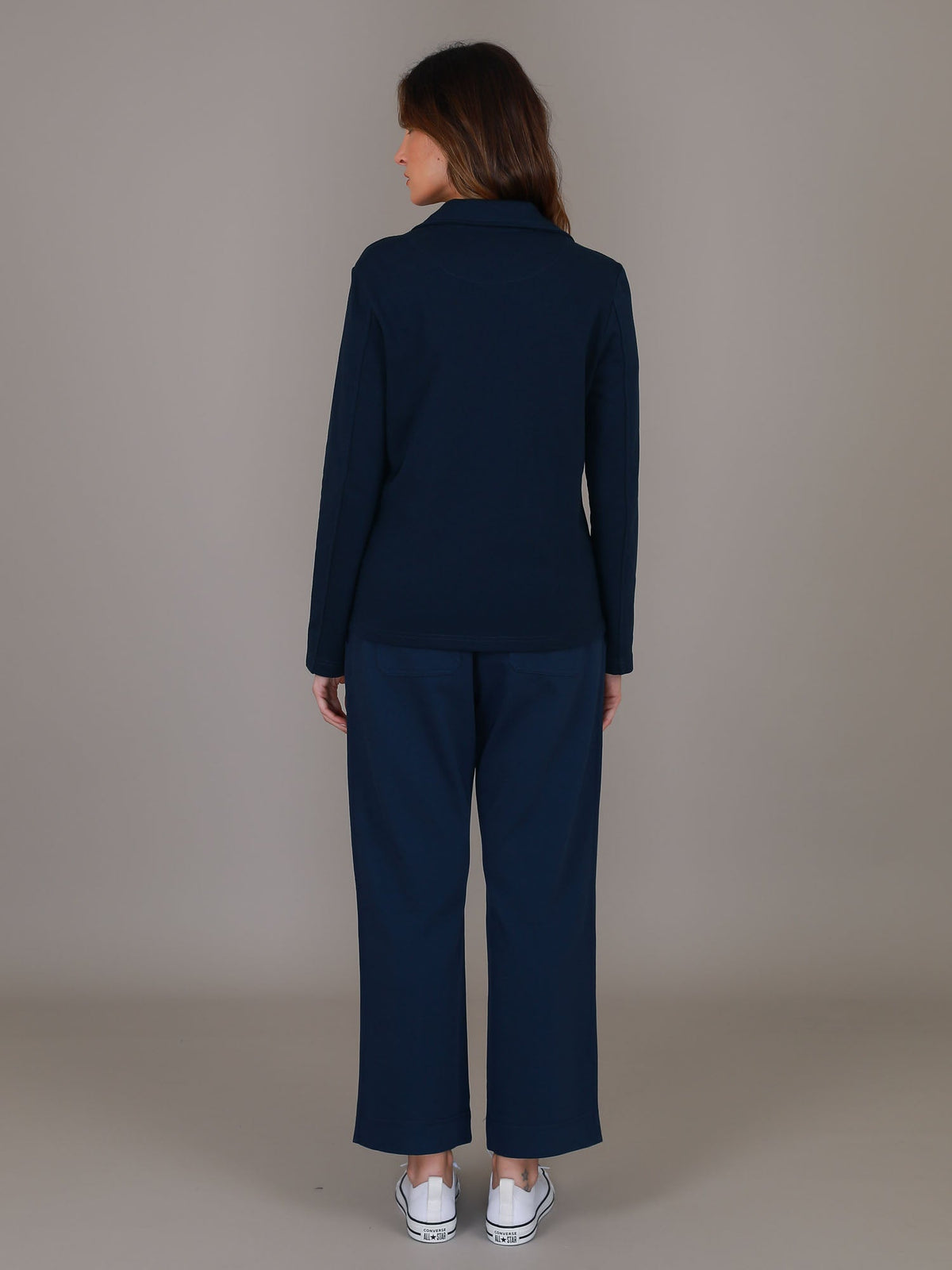 Cait | Women's Cropped Double Breasted Blazer Jacket – Cotton French Terry