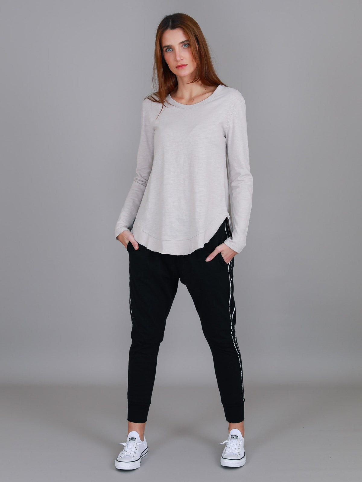 Mosman | Women's Curved Hem Long Sleeve T Shirt – Cotton Jersey