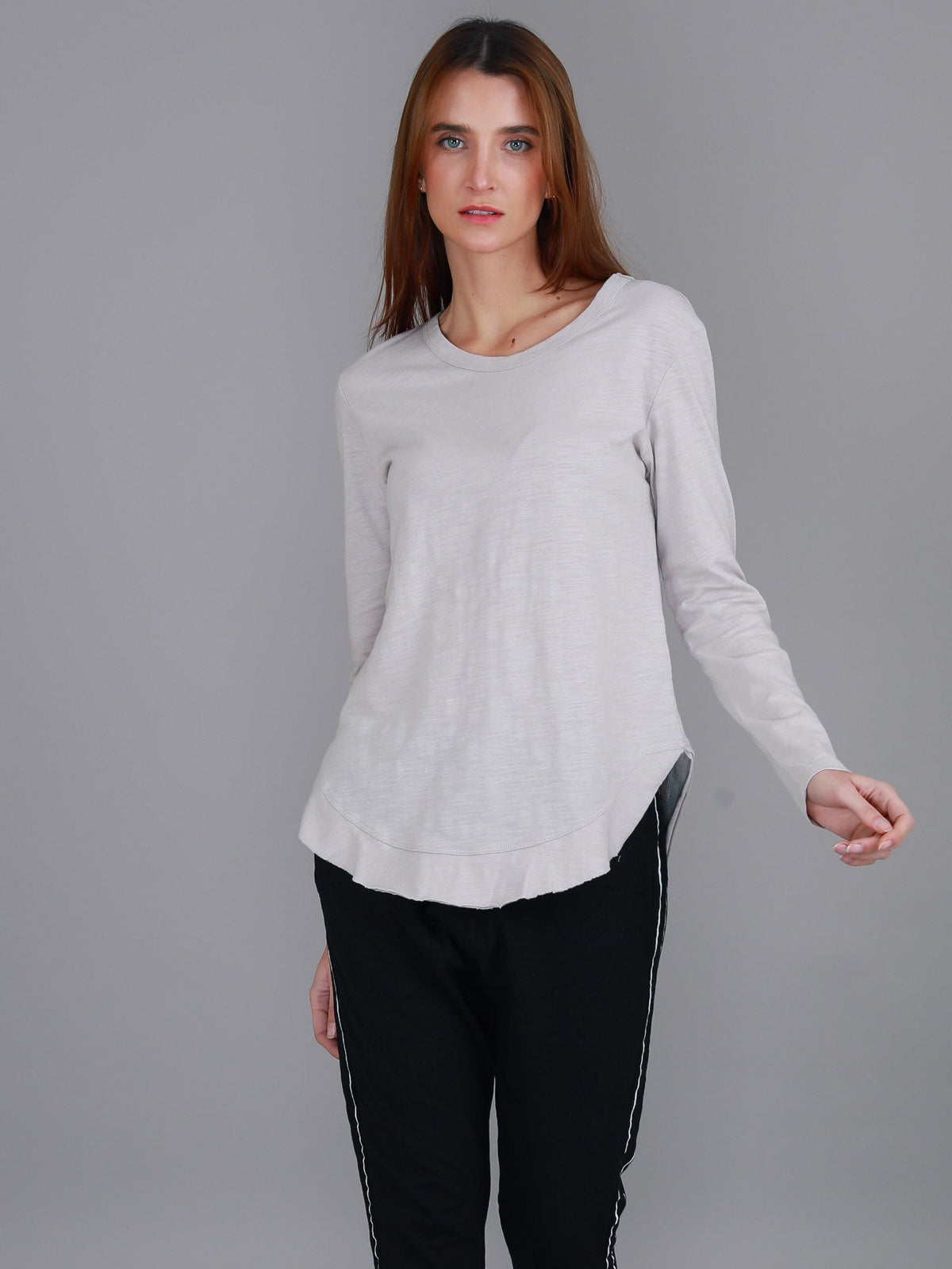 Mosman | Women's Curved Hem Long Sleeve T Shirt – Cotton Jersey