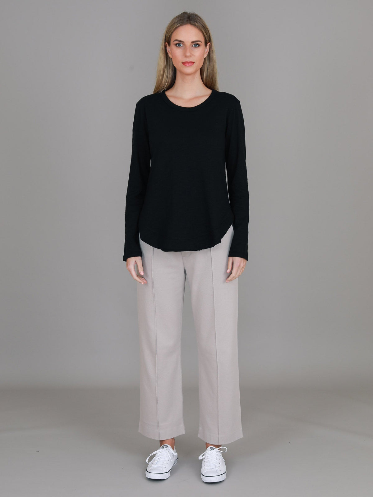 Mosman | Women's Curved Hem Long Sleeve T Shirt – Cotton Jersey