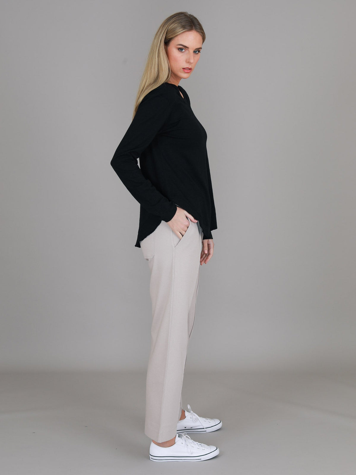 Mosman | Women's Curved Hem Long Sleeve T Shirt – Cotton Jersey