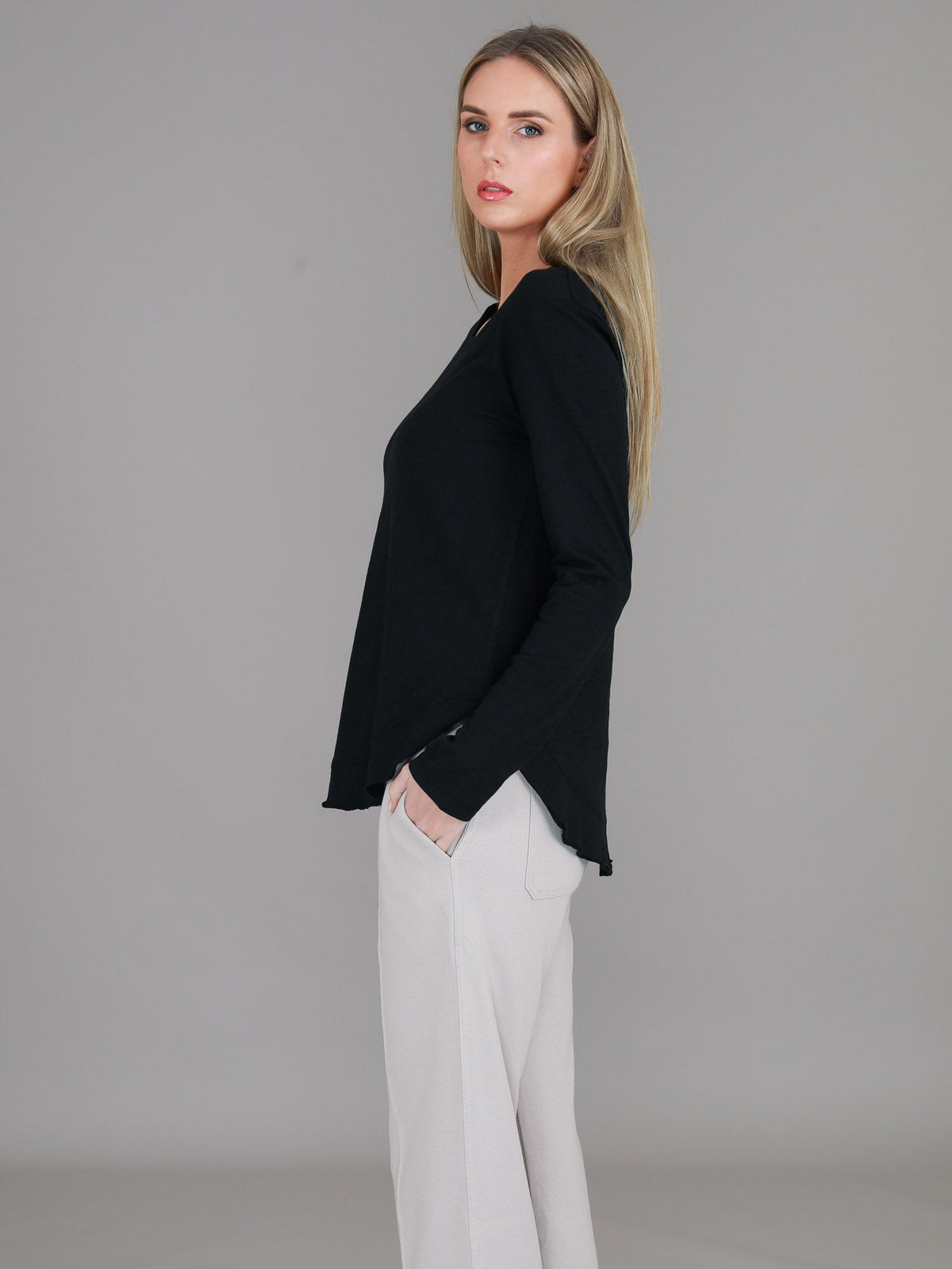 Mosman | Women's Curved Hem Long Sleeve T Shirt – Cotton Jersey