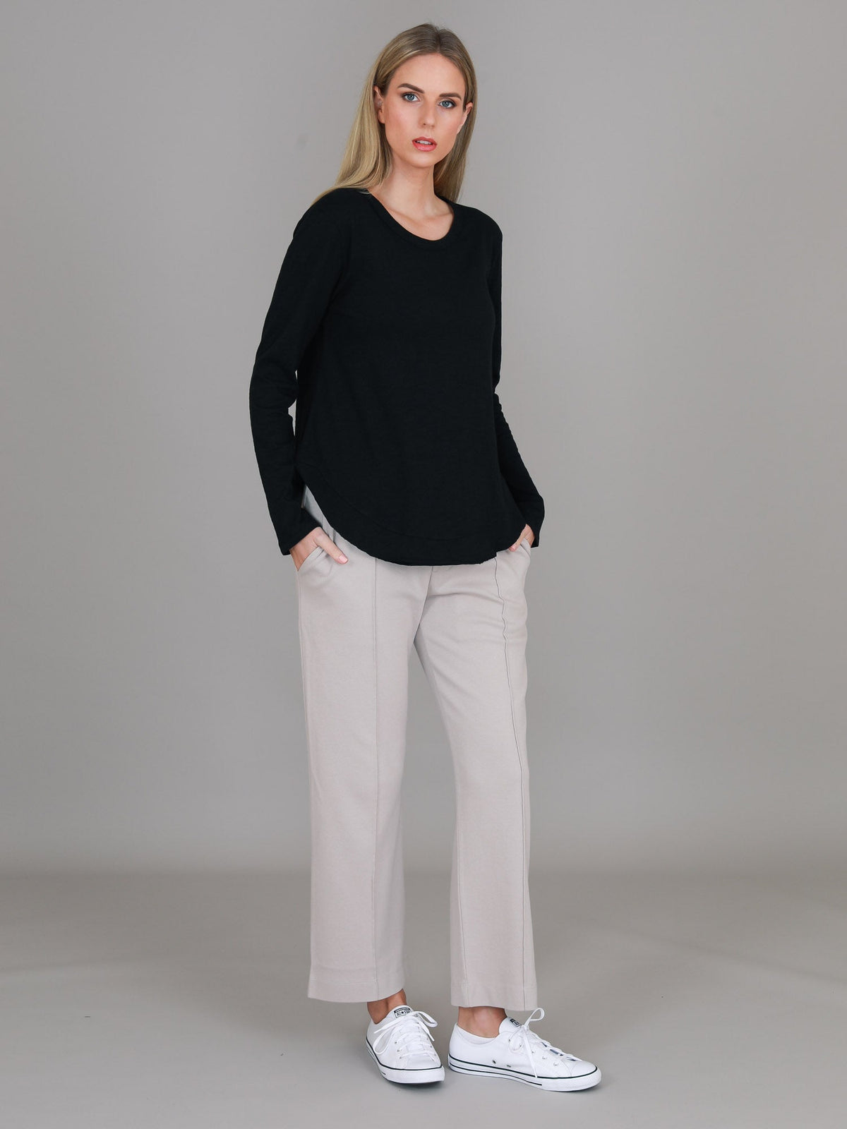 Mosman | Women's Curved Hem Long Sleeve T Shirt – Cotton Jersey