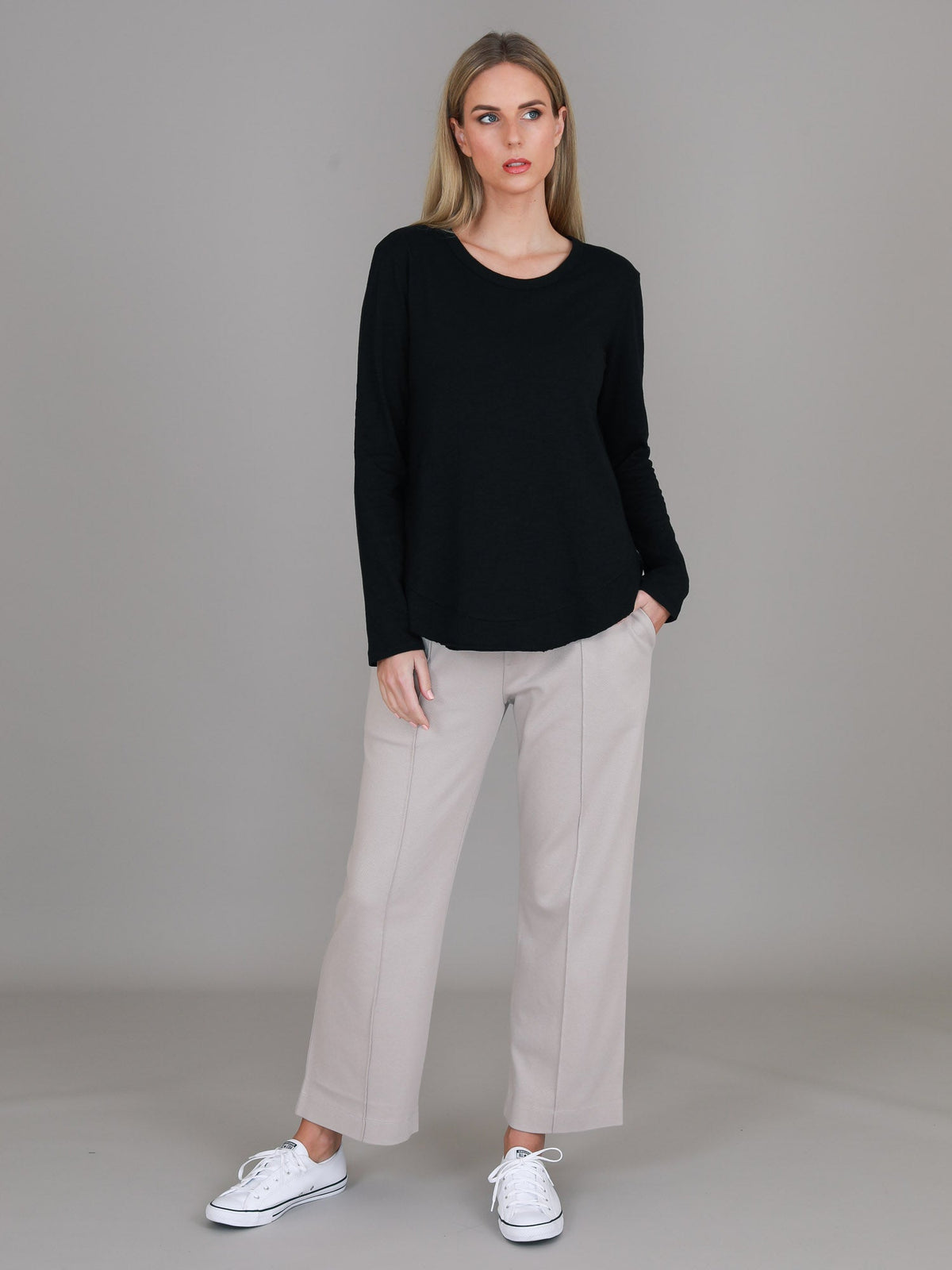 Mosman | Women's Curved Hem Long Sleeve T Shirt – Cotton Jersey