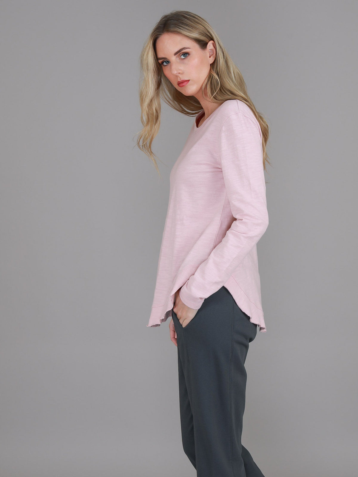 Mosman | Women's Curved Hem Long Sleeve T Shirt – Cotton Jersey