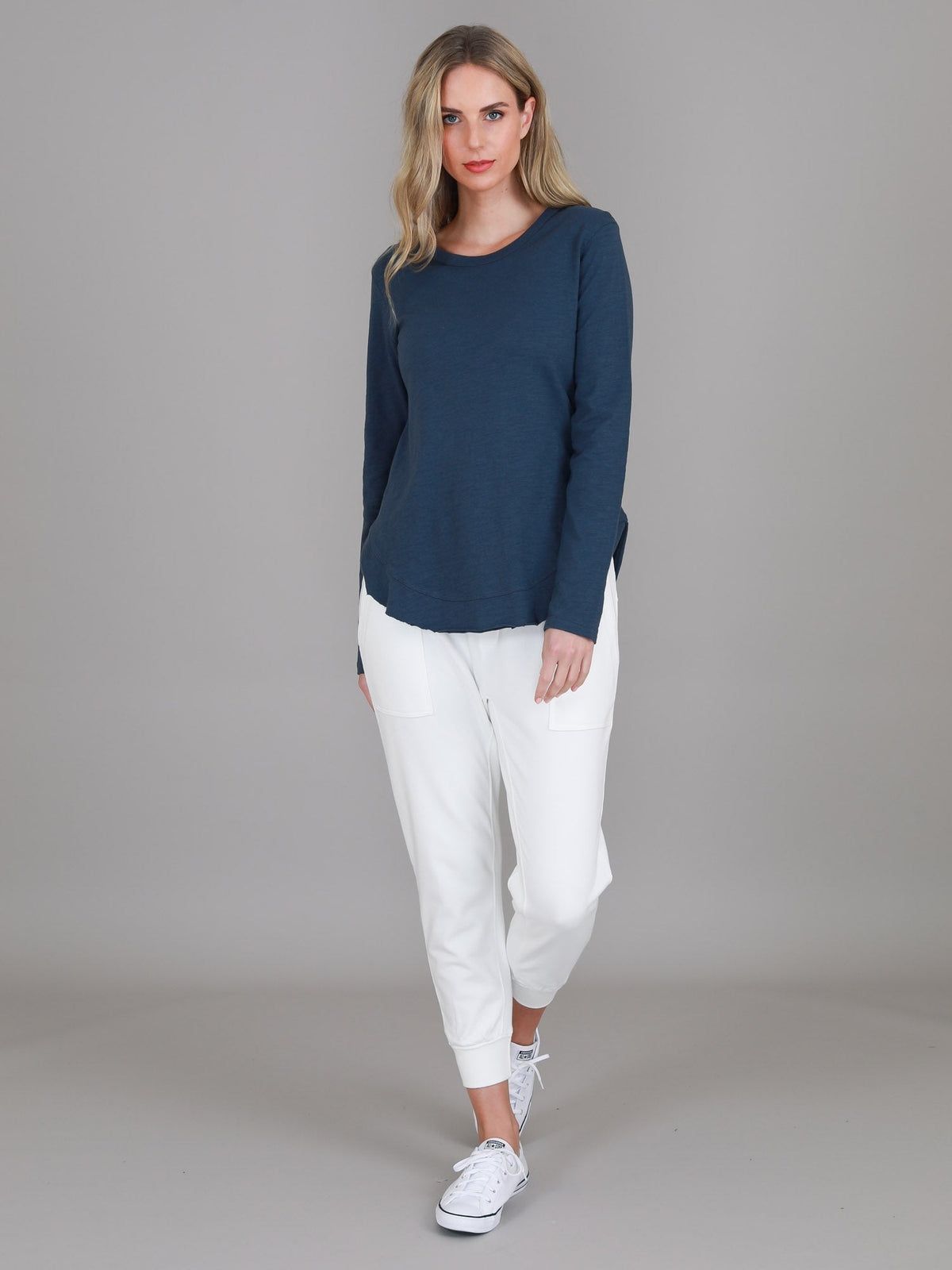 Mosman | Women's Curved Hem Long Sleeve T Shirt – Cotton Jersey