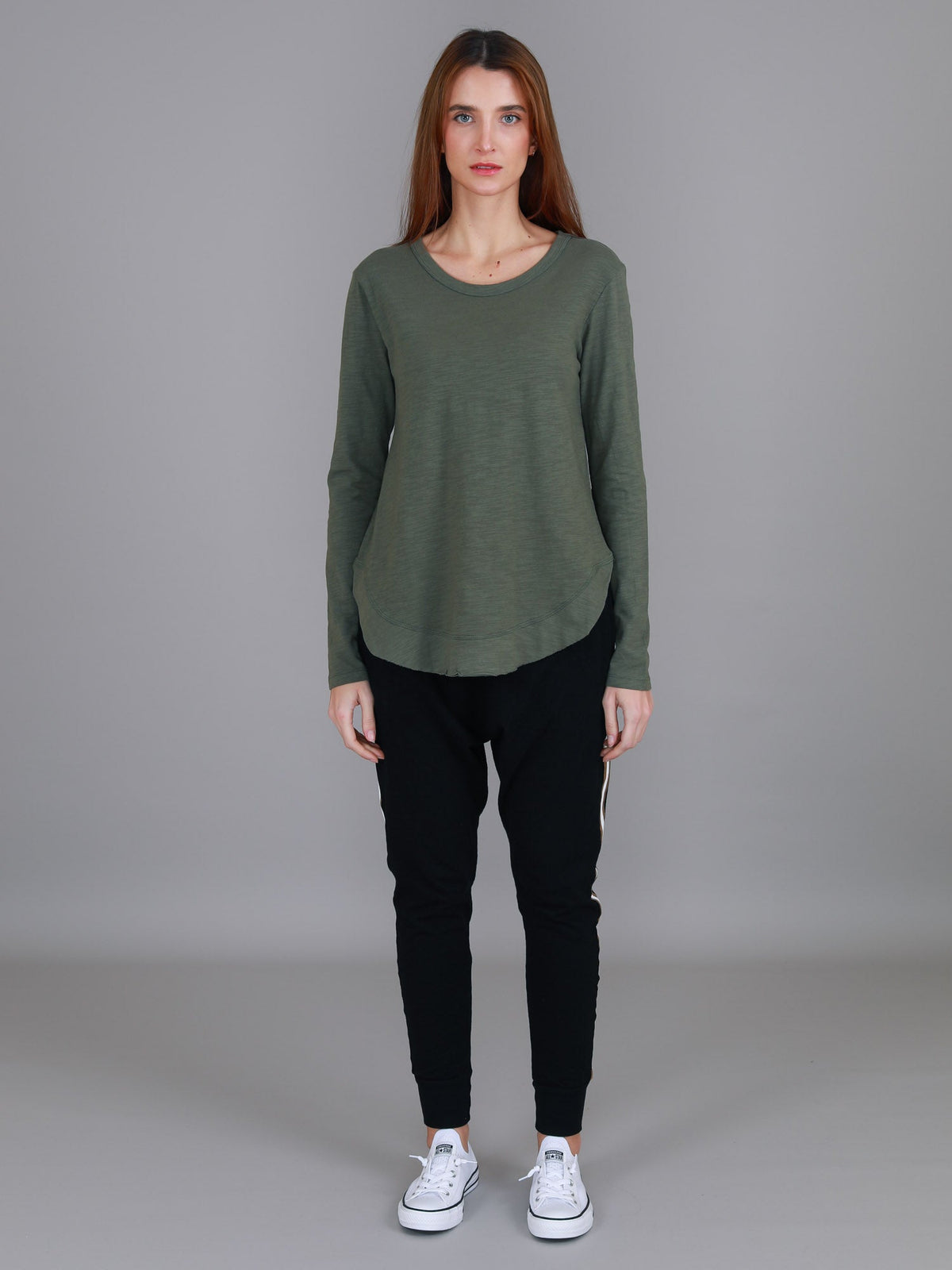 Mosman | Women's Curved Hem Long Sleeve T Shirt – Cotton Jersey