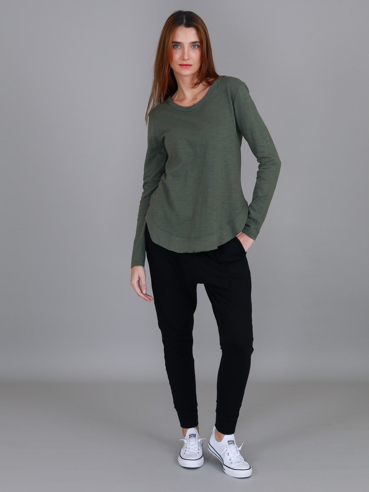 Mosman | Women's Curved Hem Long Sleeve T Shirt – Cotton Jersey