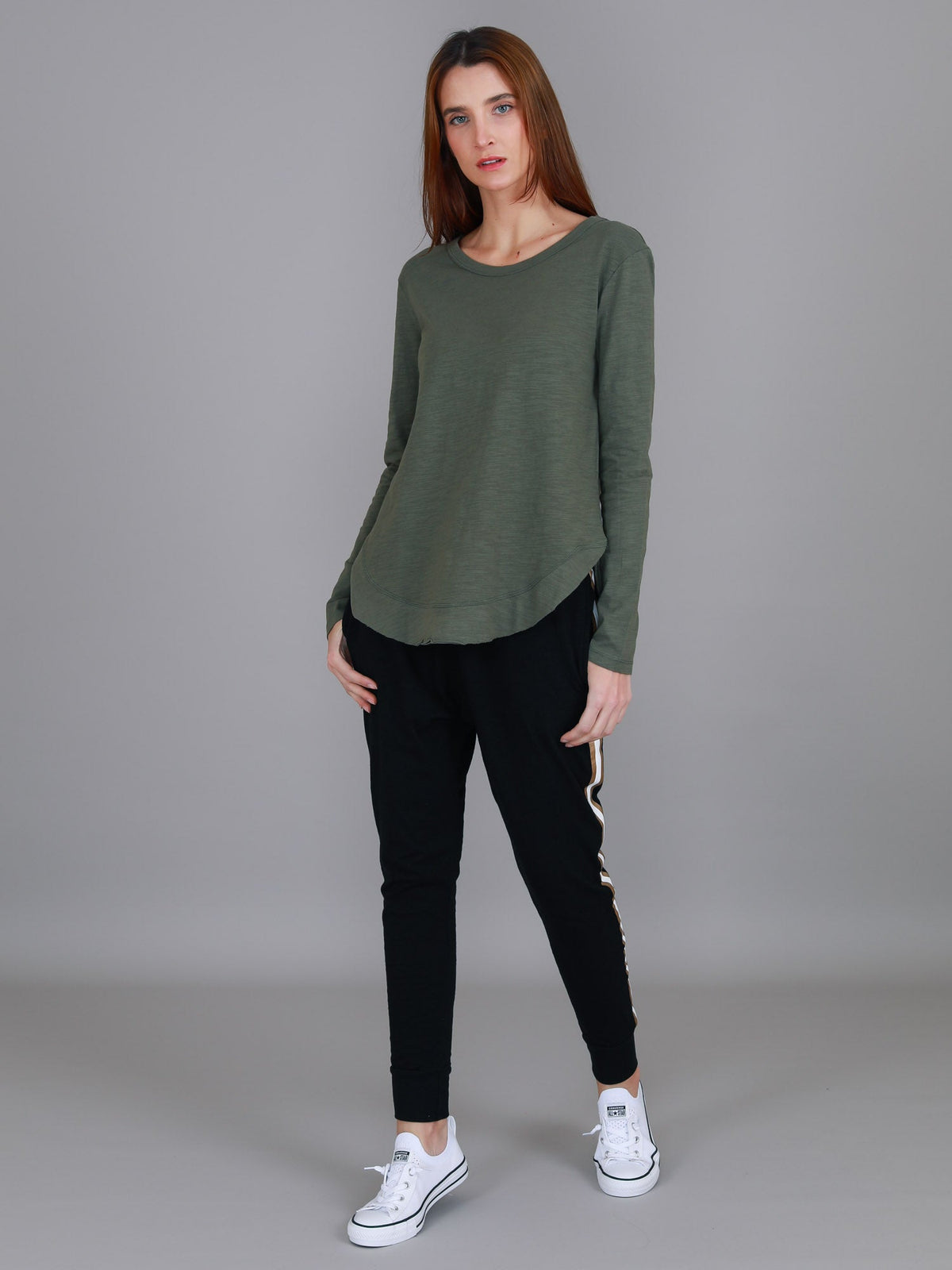 Mosman | Women's Curved Hem Long Sleeve T Shirt – Cotton Jersey