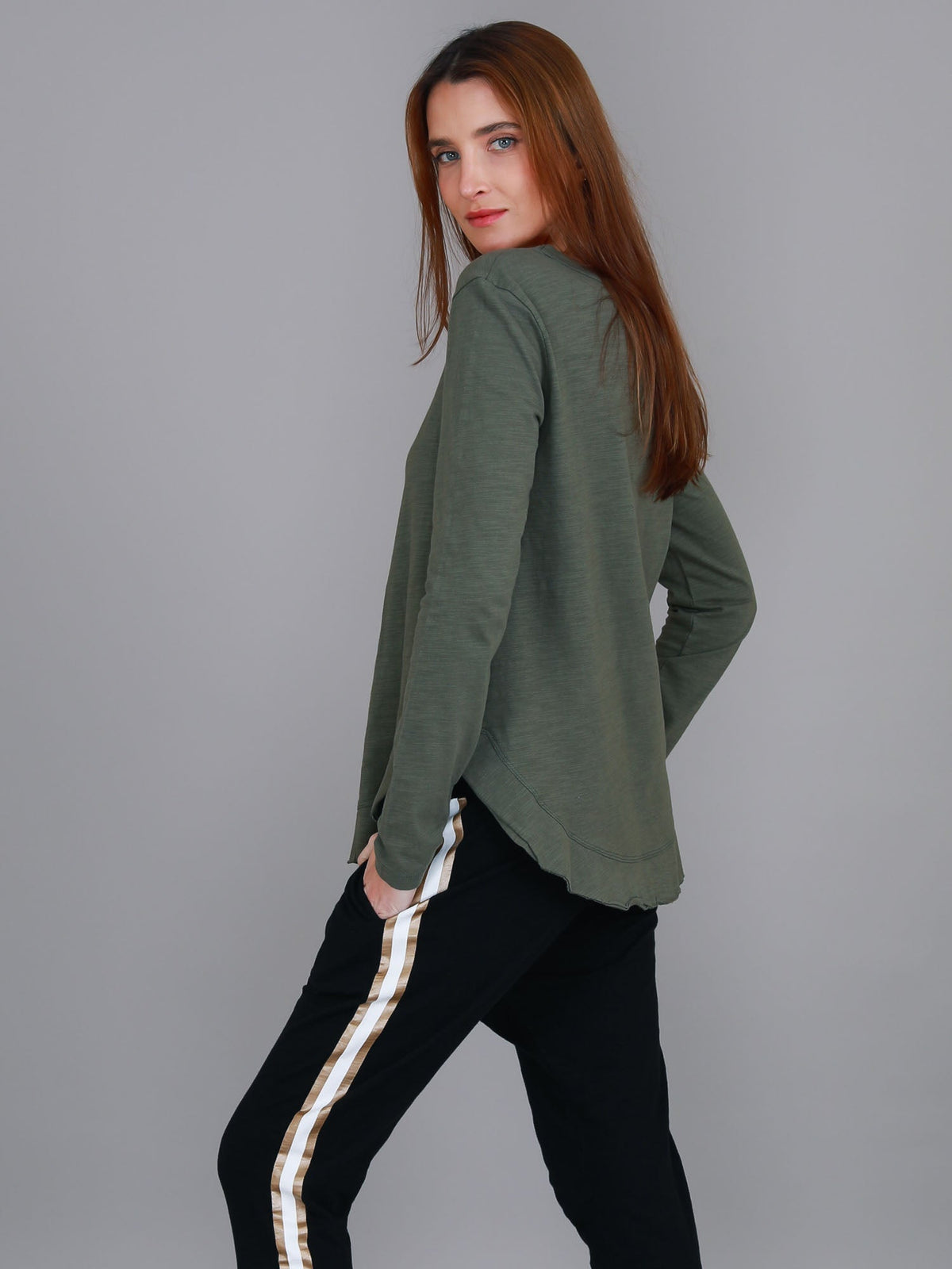 Mosman | Women's Curved Hem Long Sleeve T Shirt – Cotton Jersey