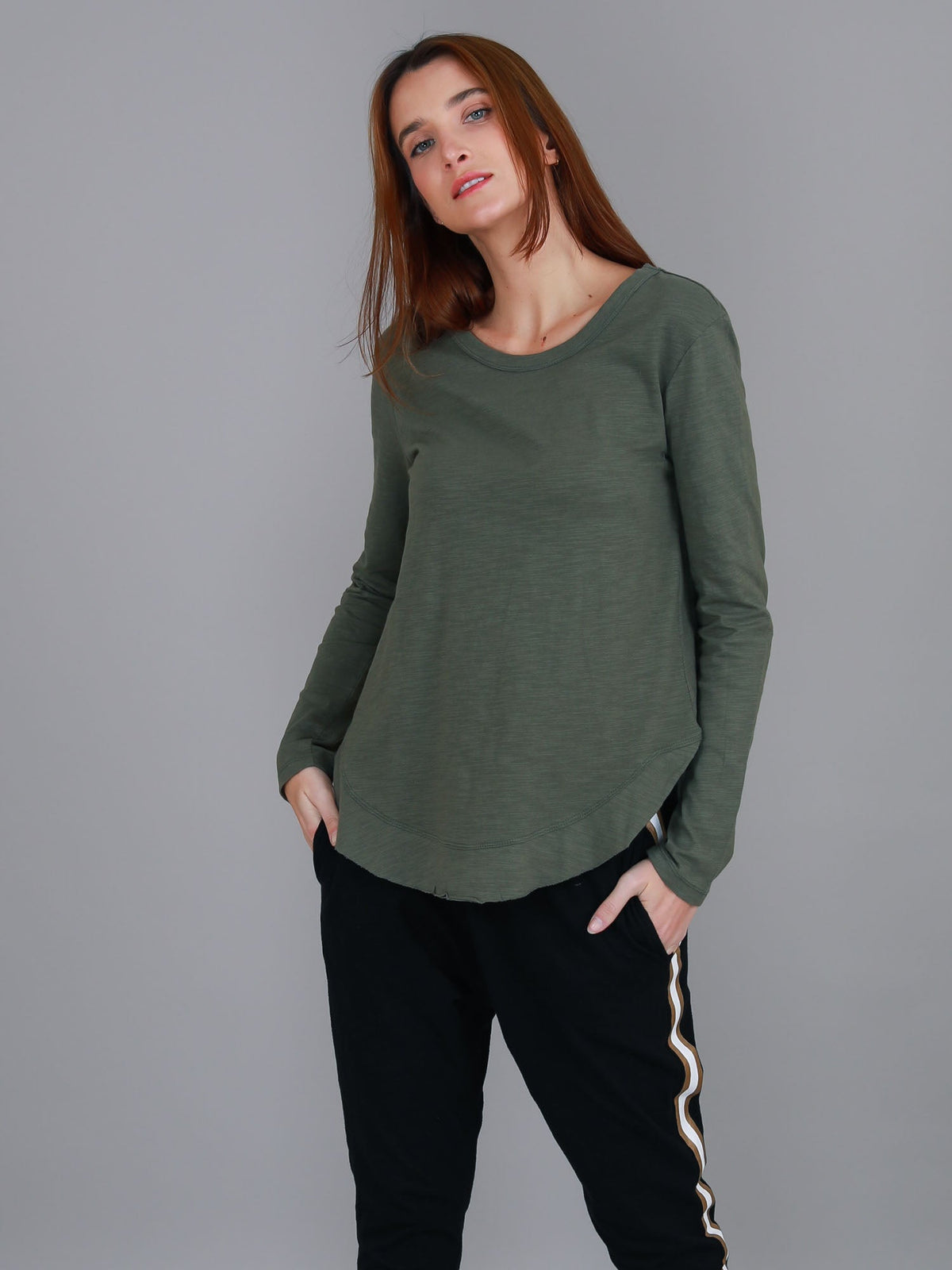 Mosman | Women's Curved Hem Long Sleeve T Shirt – Cotton Jersey