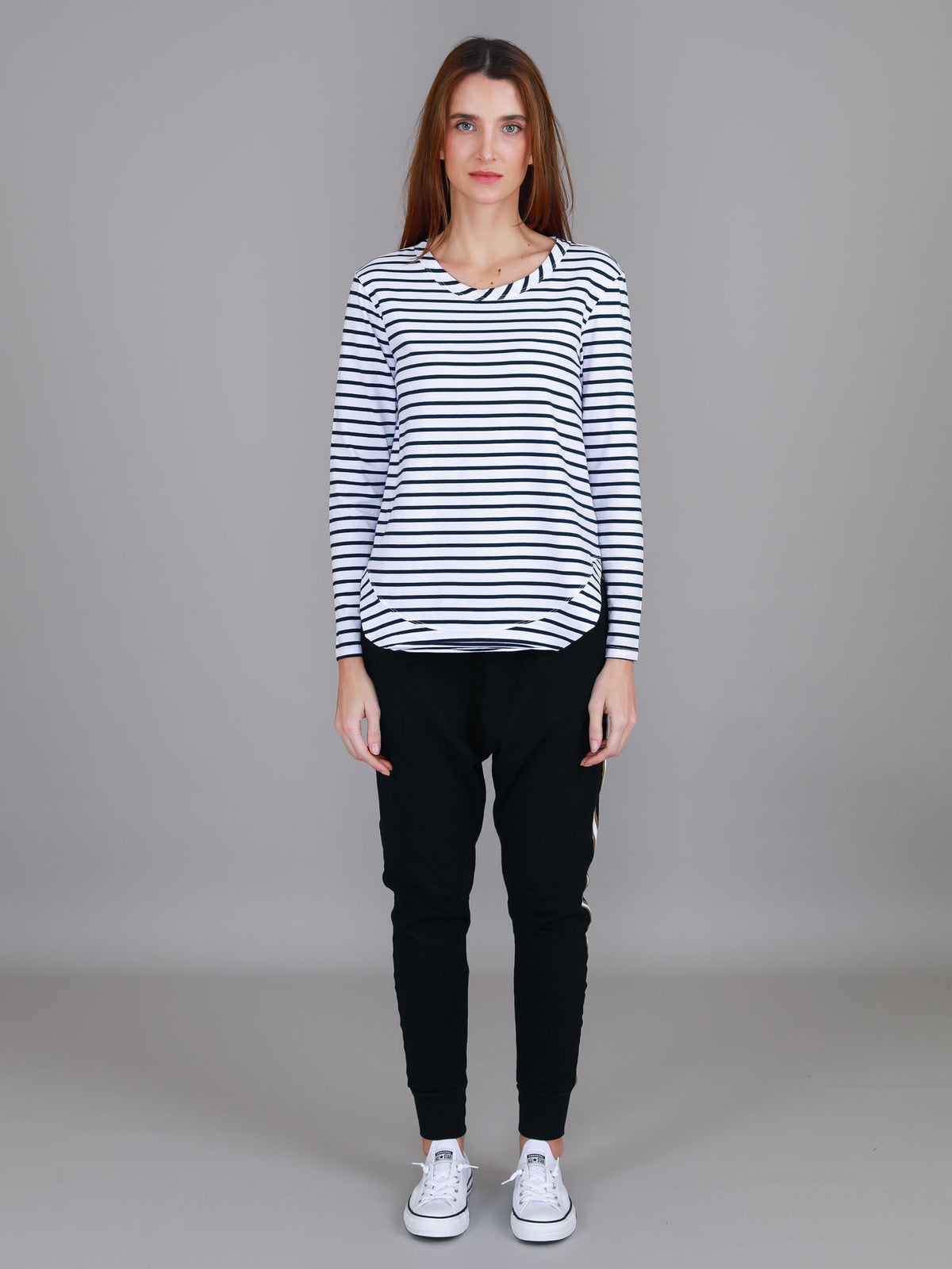 Mosman | Women's Curved Hem Long Sleeve T Shirt – Cotton Jersey
