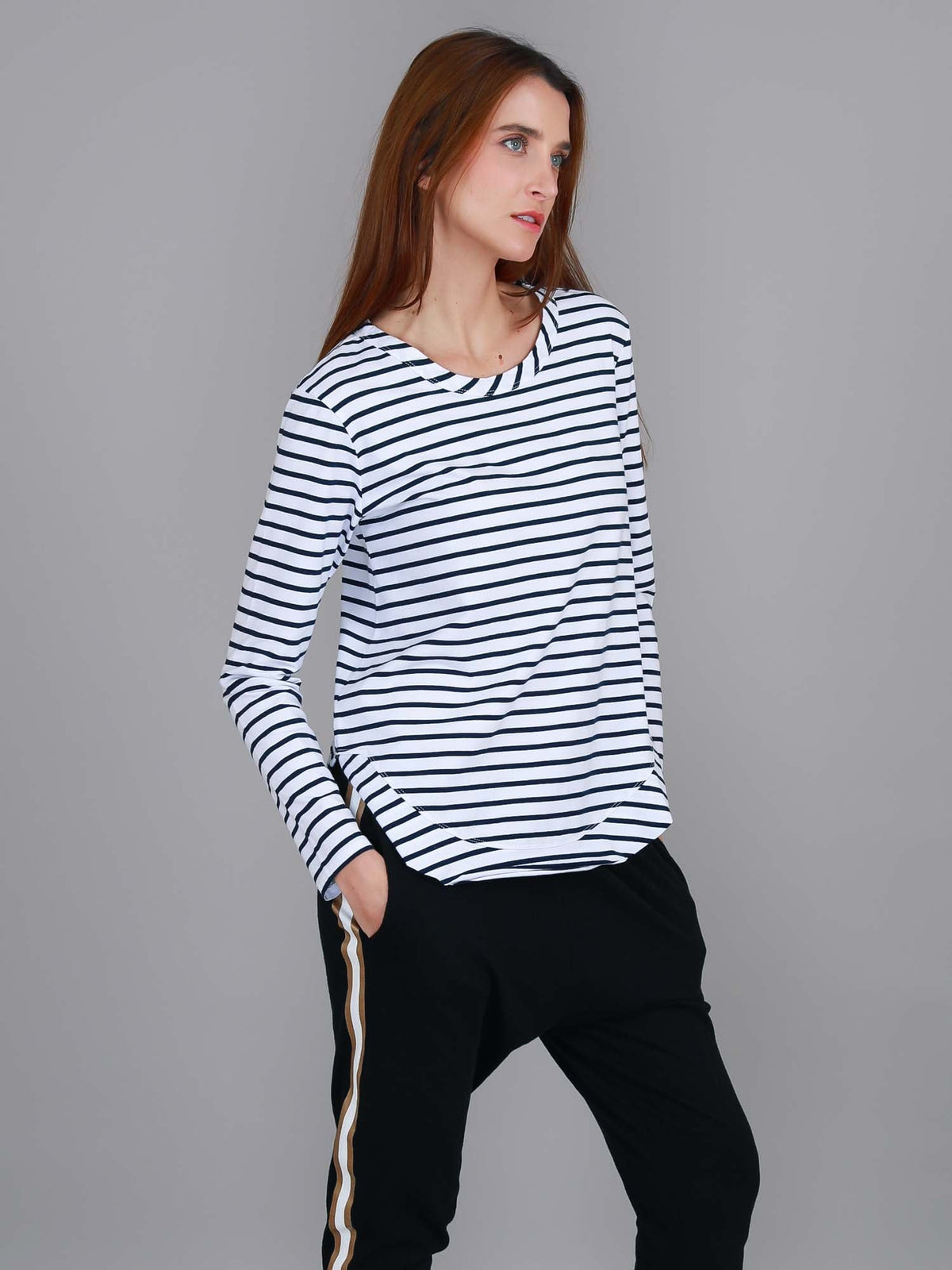 Mosman | Women's Curved Hem Long Sleeve T Shirt – Cotton Jersey
