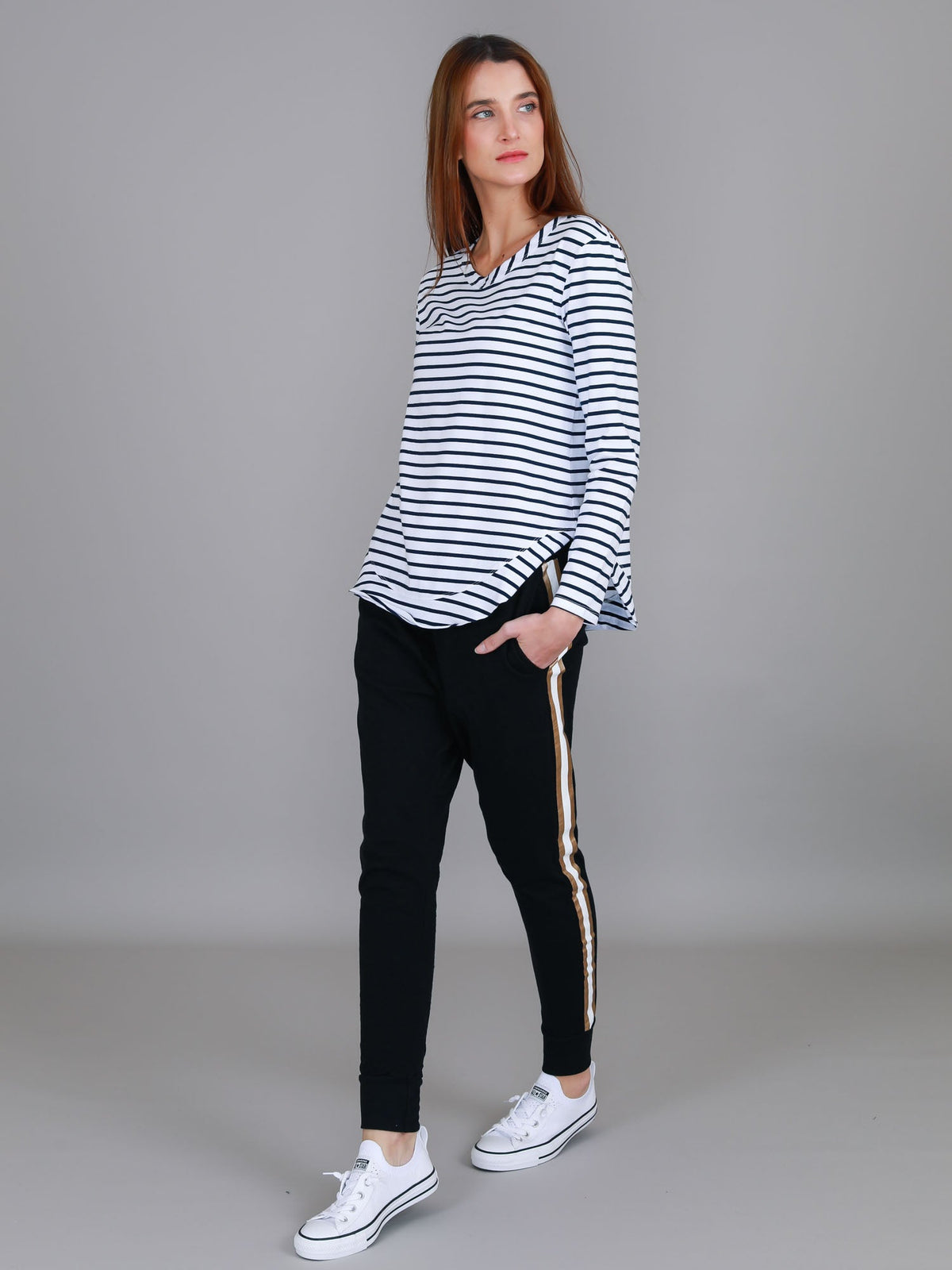 Mosman | Women's Curved Hem Long Sleeve T Shirt – Cotton Jersey