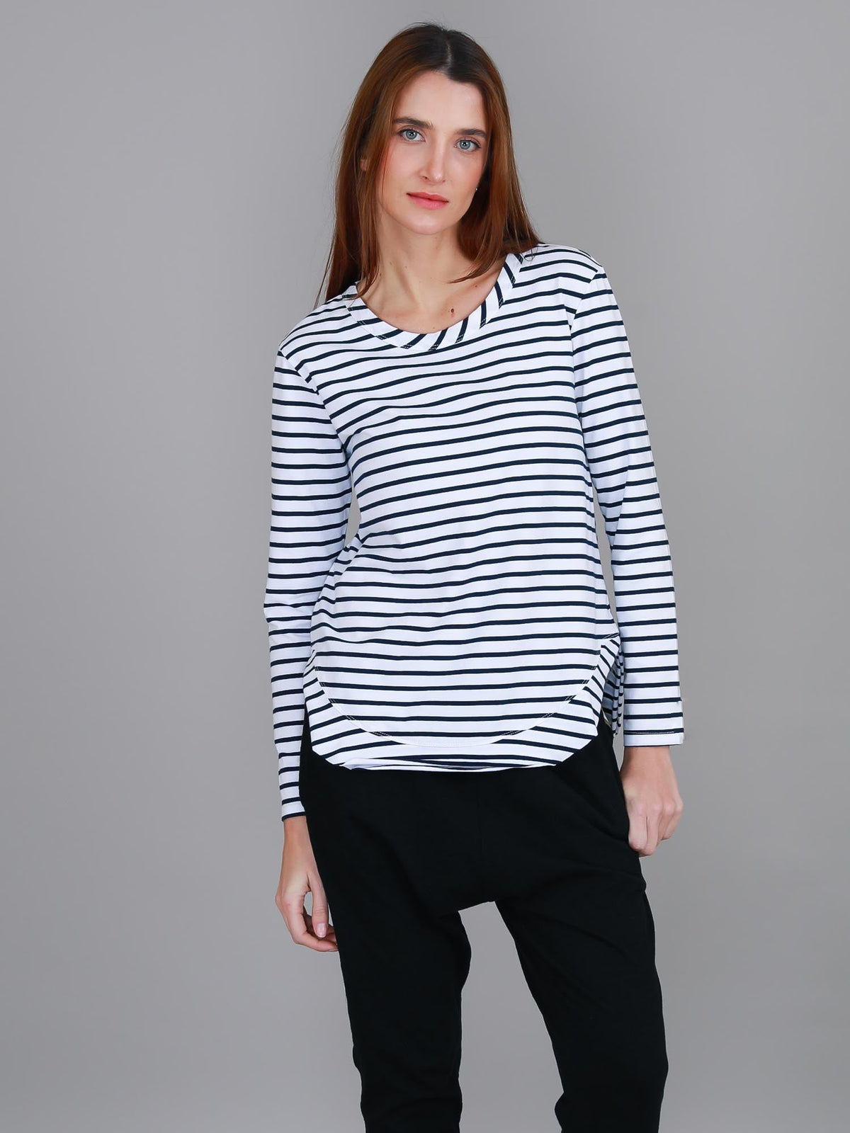 Mosman | Women's Curved Hem Long Sleeve T Shirt – Cotton Jersey