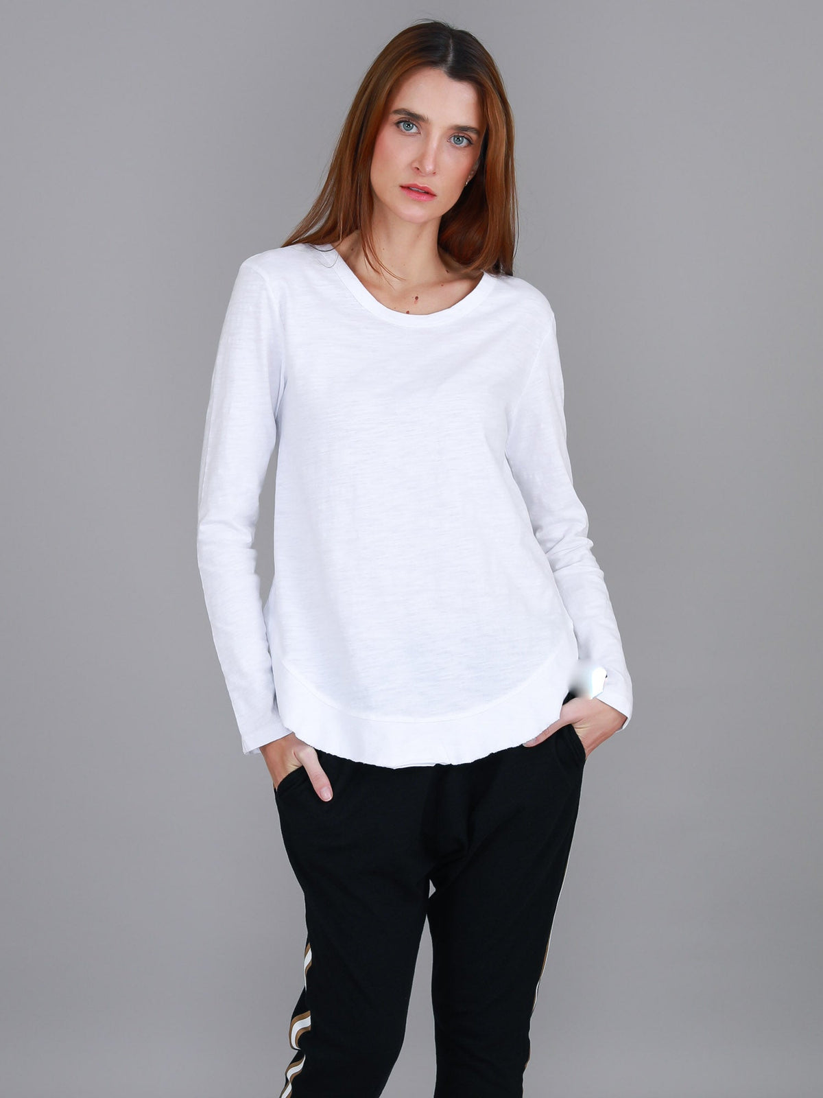 Mosman | Women's Curved Hem Long Sleeve T Shirt – Cotton Jersey